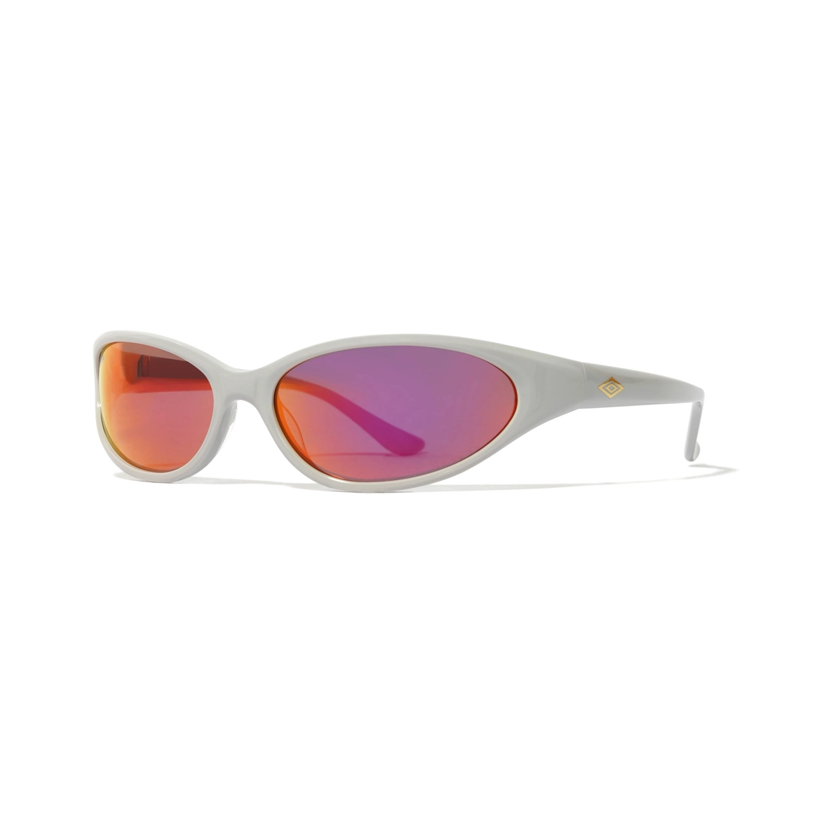 Sonnenbrille, Sportsbrille, Gerade Form, orange-lila Spiegelglas, weiße Rahmengröße, Sonnenbrille, rotes Glas, weißer Rahmen, Sportbrille, angenehmer Sitz