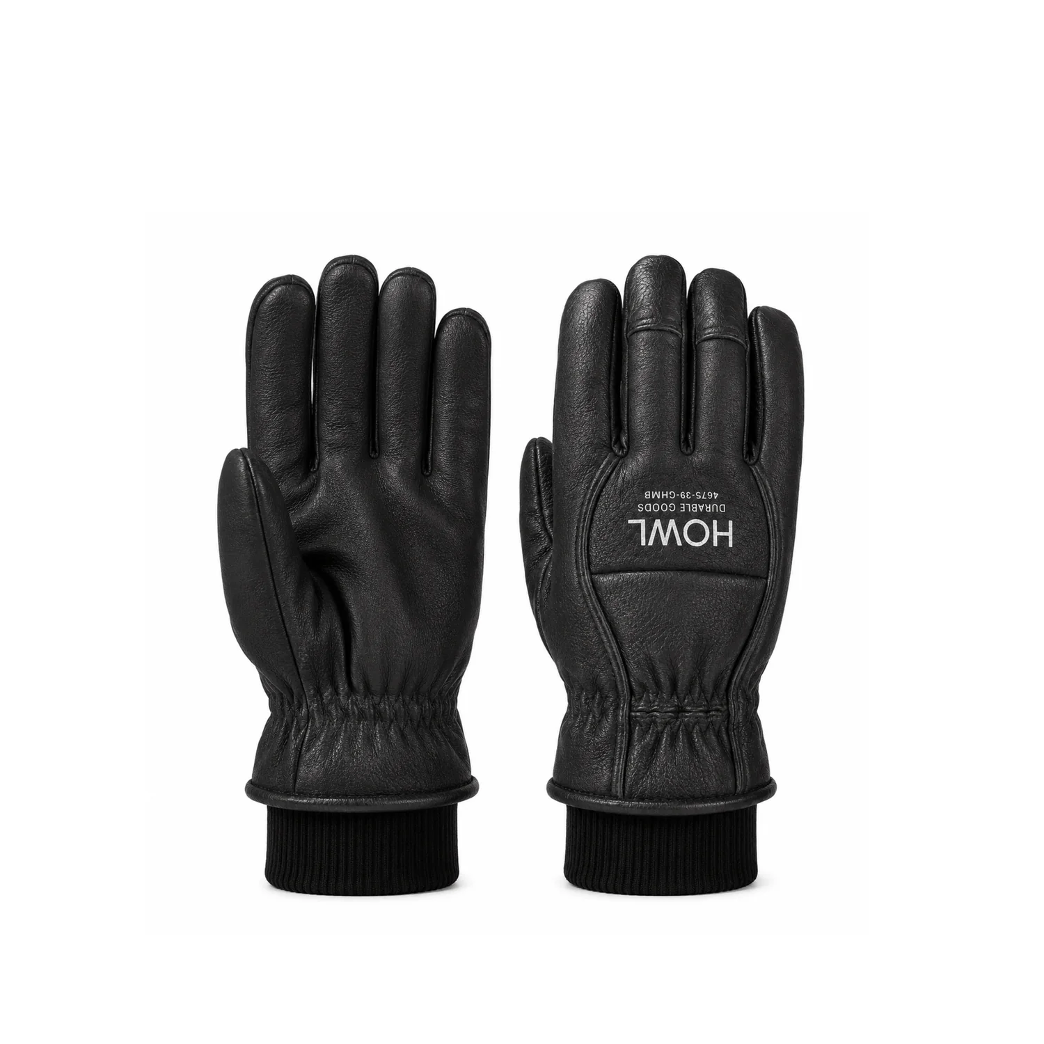 Highland Glove Lederhandschuhe, schwarz, Strickbündchen, gefüttert