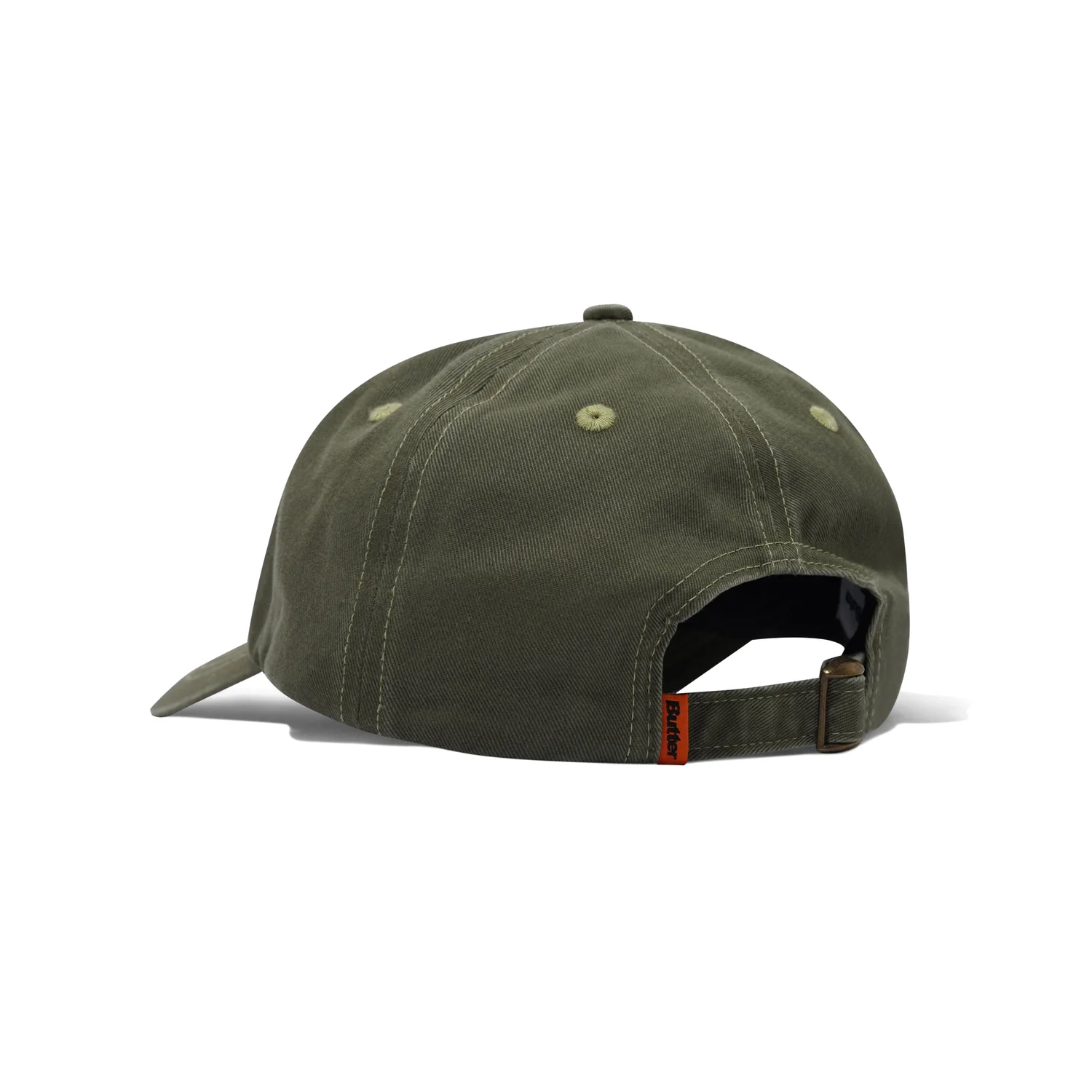 Rounded Logo 6 Panel Cap Baseballkappe, Olivgrün, Baumwollstoff, Verstellbarer Riemen