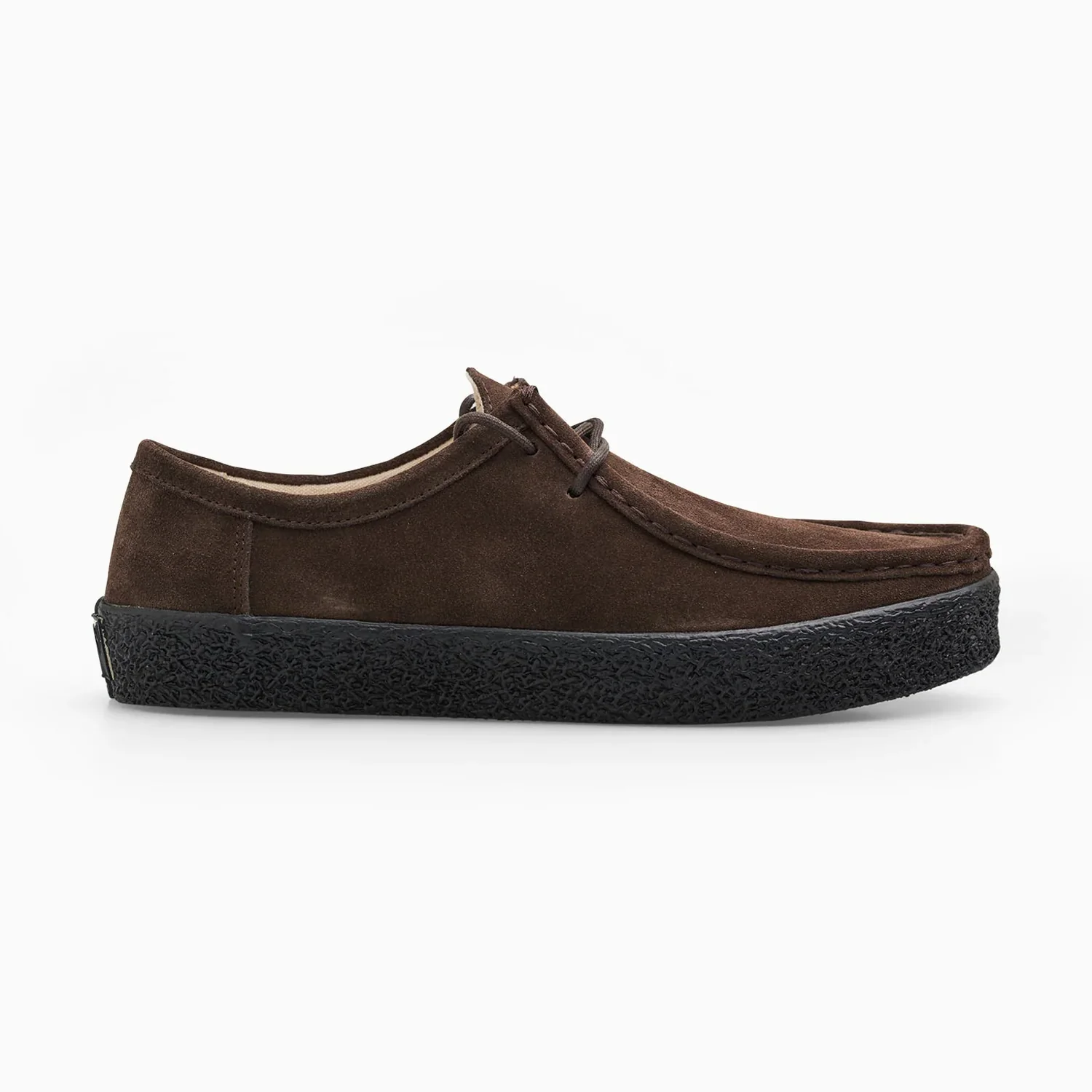 Chaussures en daim, marron, à lacets, semelle en caoutchouc noire