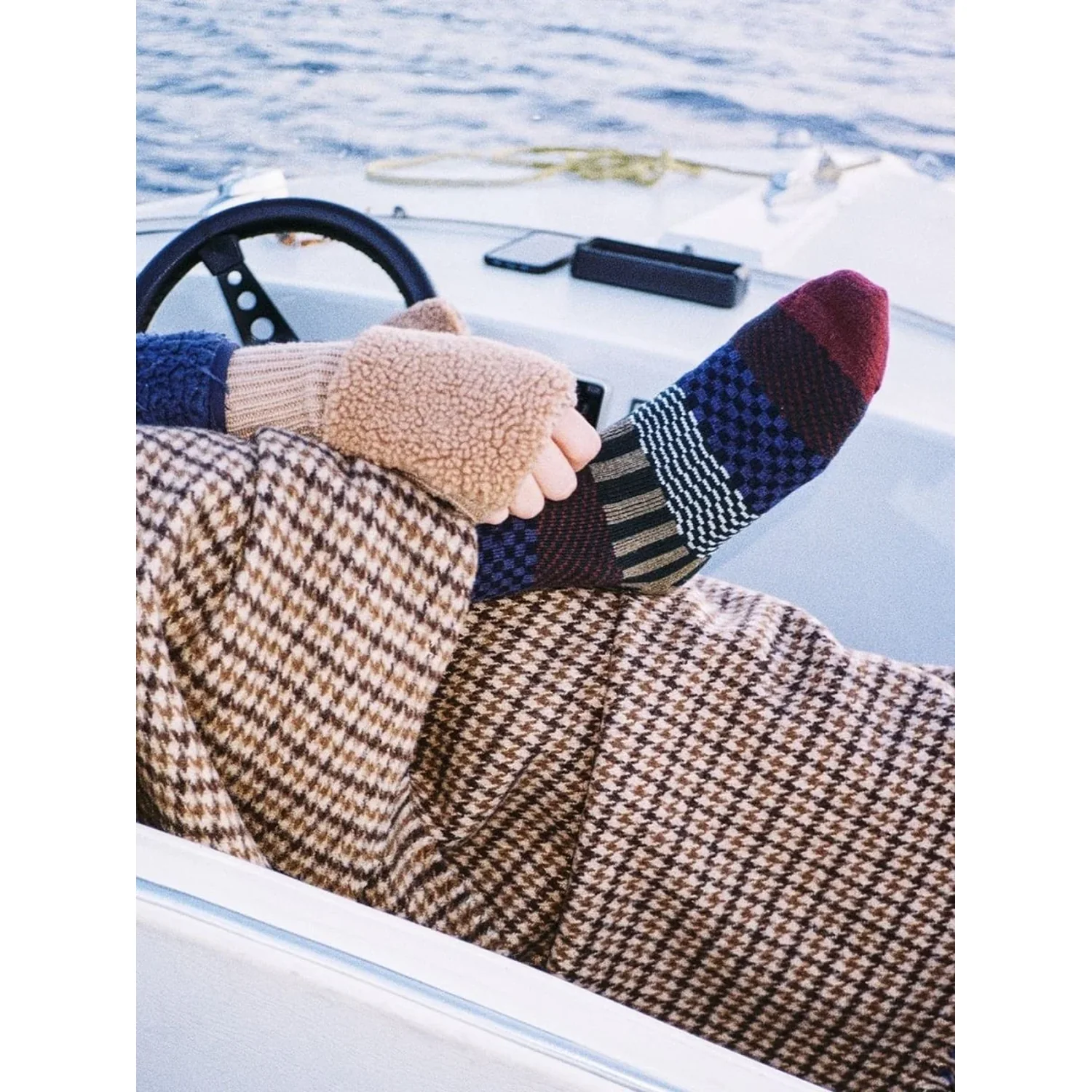 Extra Cozy Enni Chaussettes en tricot, motif patchwork, multicolores, tricot côtelé