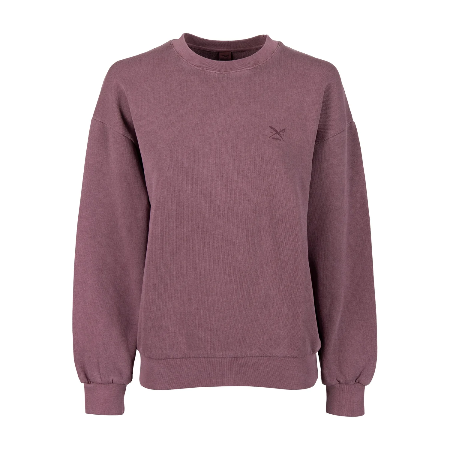Sweat-shirt, col rond, vieux rose, manches longues, bords-côtes
