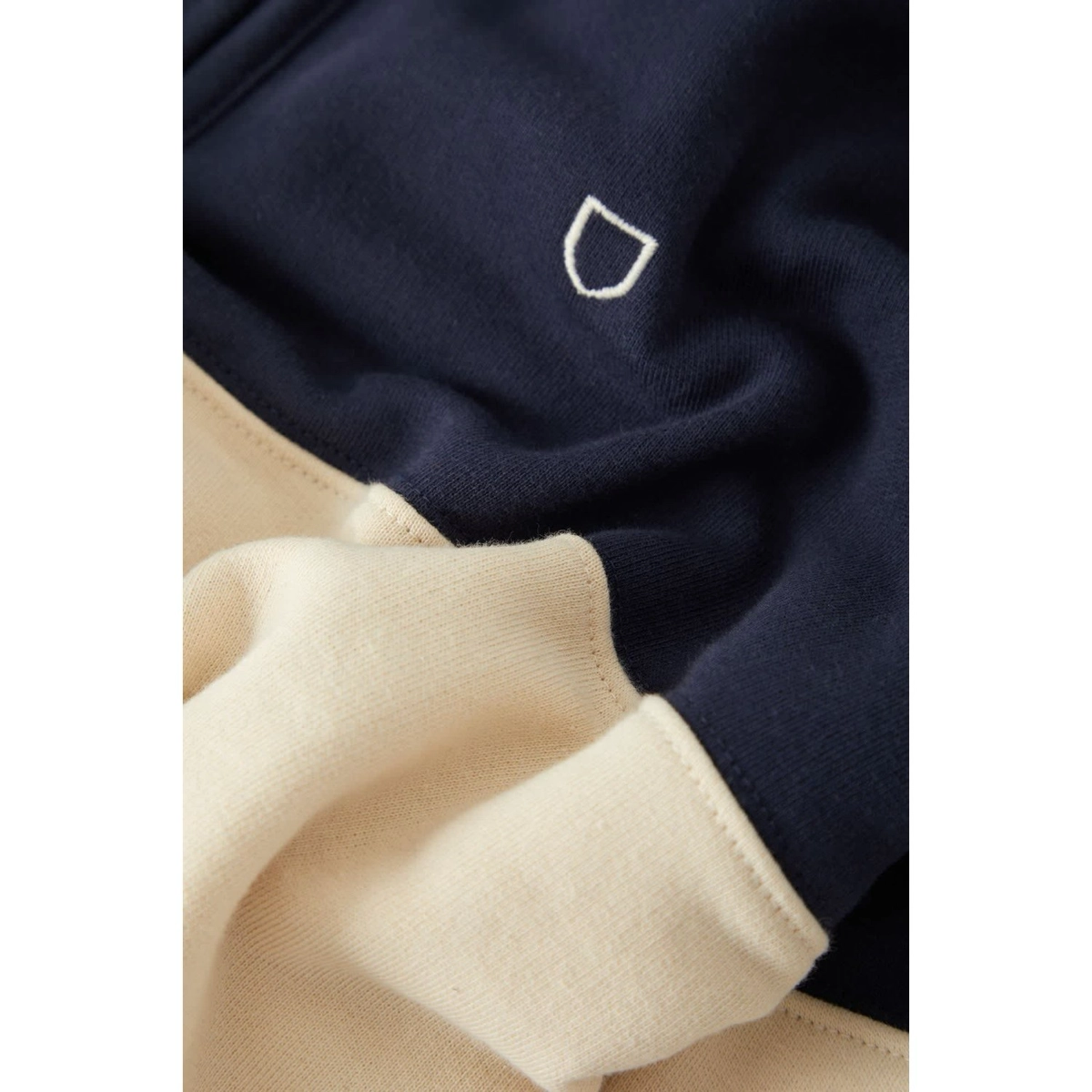 Hoodie, Marineblau, Beige, Sweatshirt, Knit, Hoodie, Sweatshirt, Navy, Beige, Logo-less