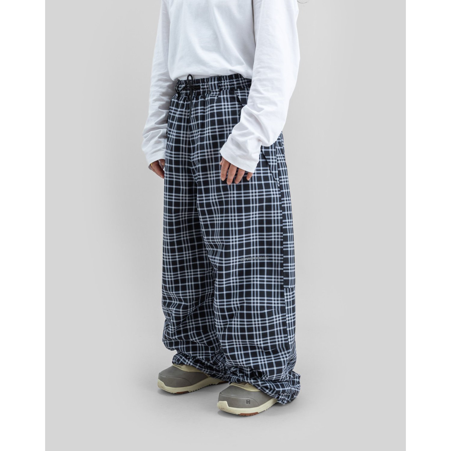 Karomuster, weite Passform, Hose, Kordelzug, Marineblau