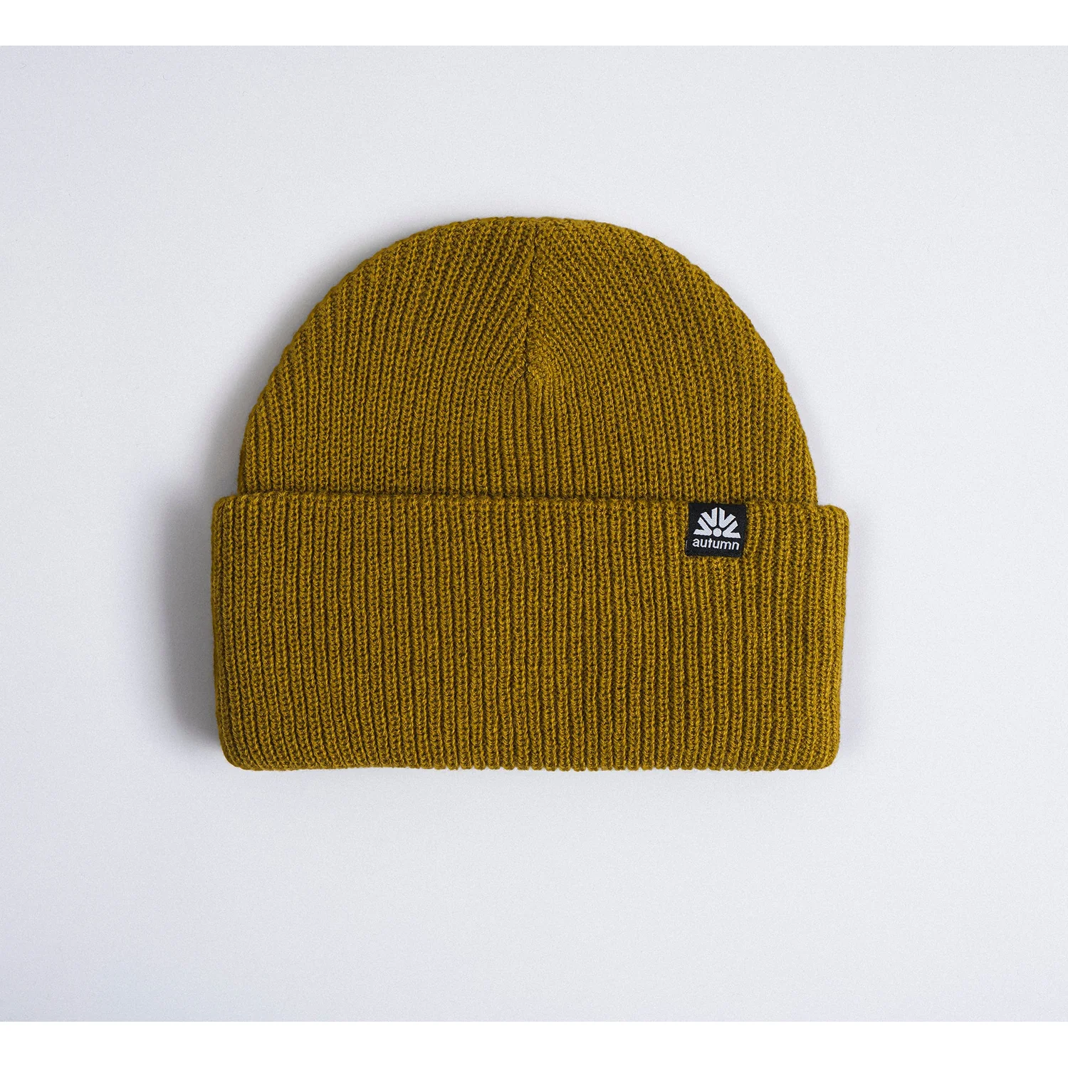 Simple Solid Bonnet en tricot, jaune moutarde, maille côtelée, bord-côte