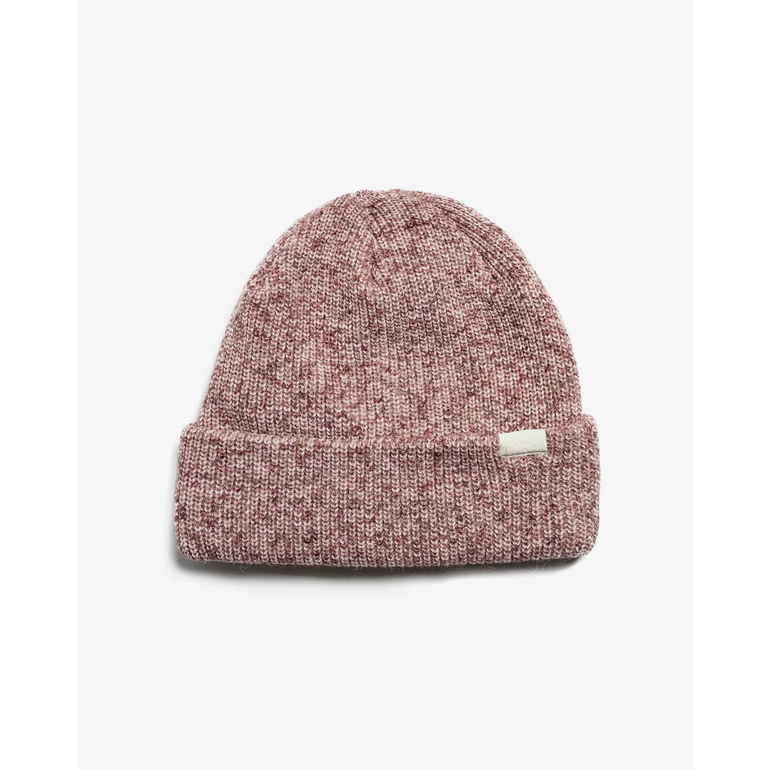 Bonnet en tricot, à revers, rose chiné, maille côtelée