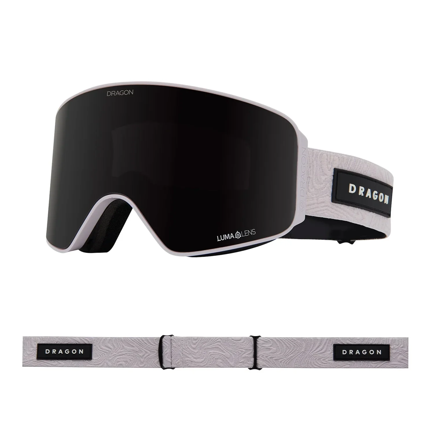 NFX Mag OTG Skibrille, schwarze Scheibe, weißes Band, verspiegelte Scheibe, Sportbrille