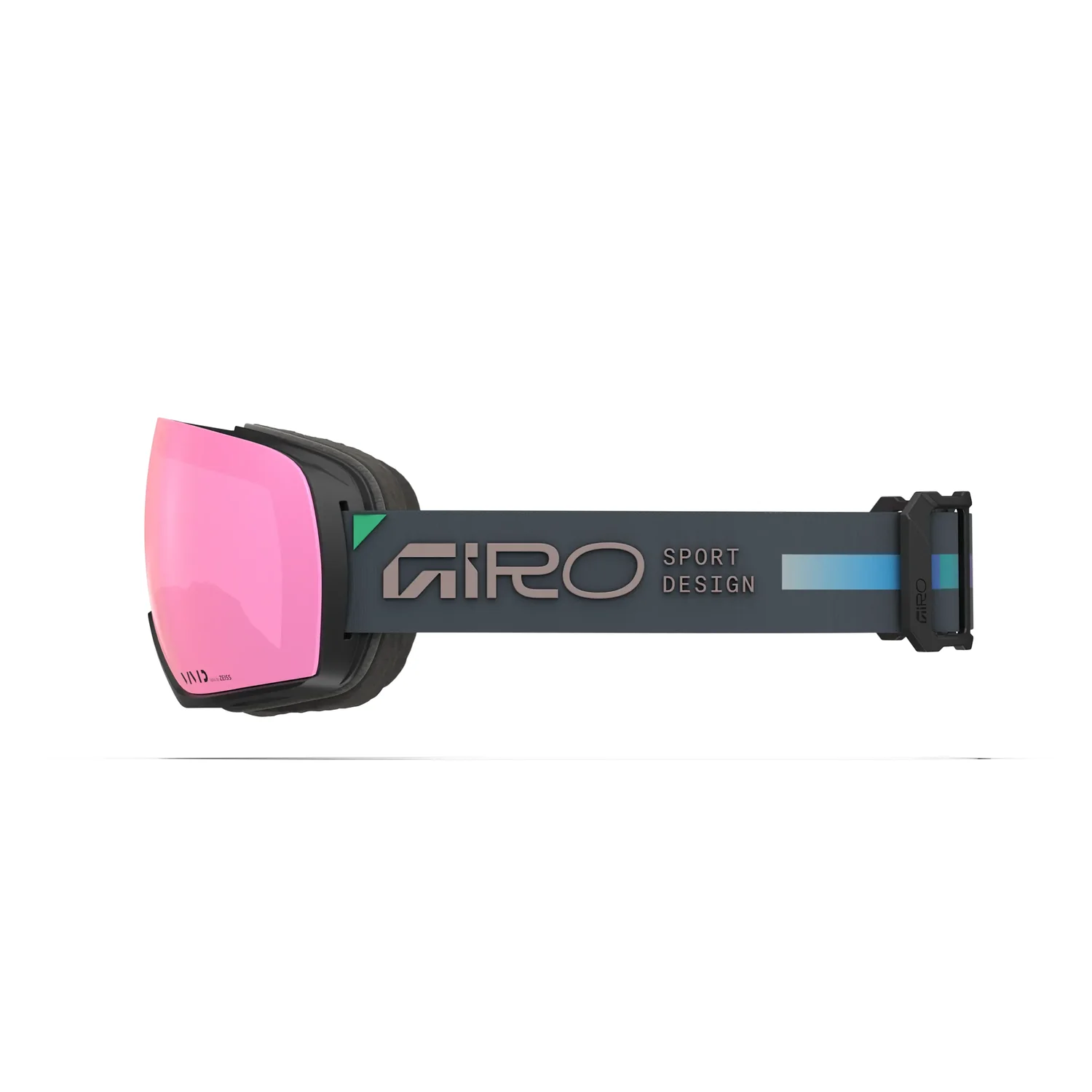 Lunettes de ski, verres roses, verres miroités, monture noire, sangle réglable