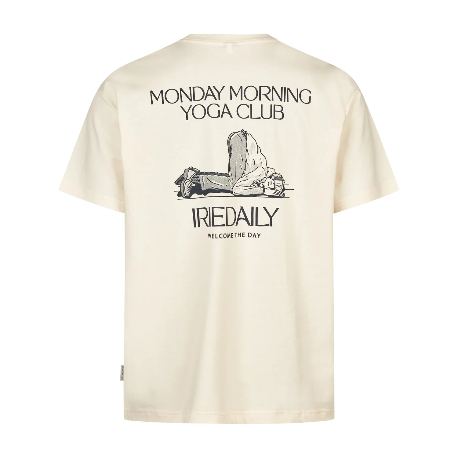 Monday Yoga T-Shirt T-shirt à manches courtes, blanc crème, col rond, impression au dos