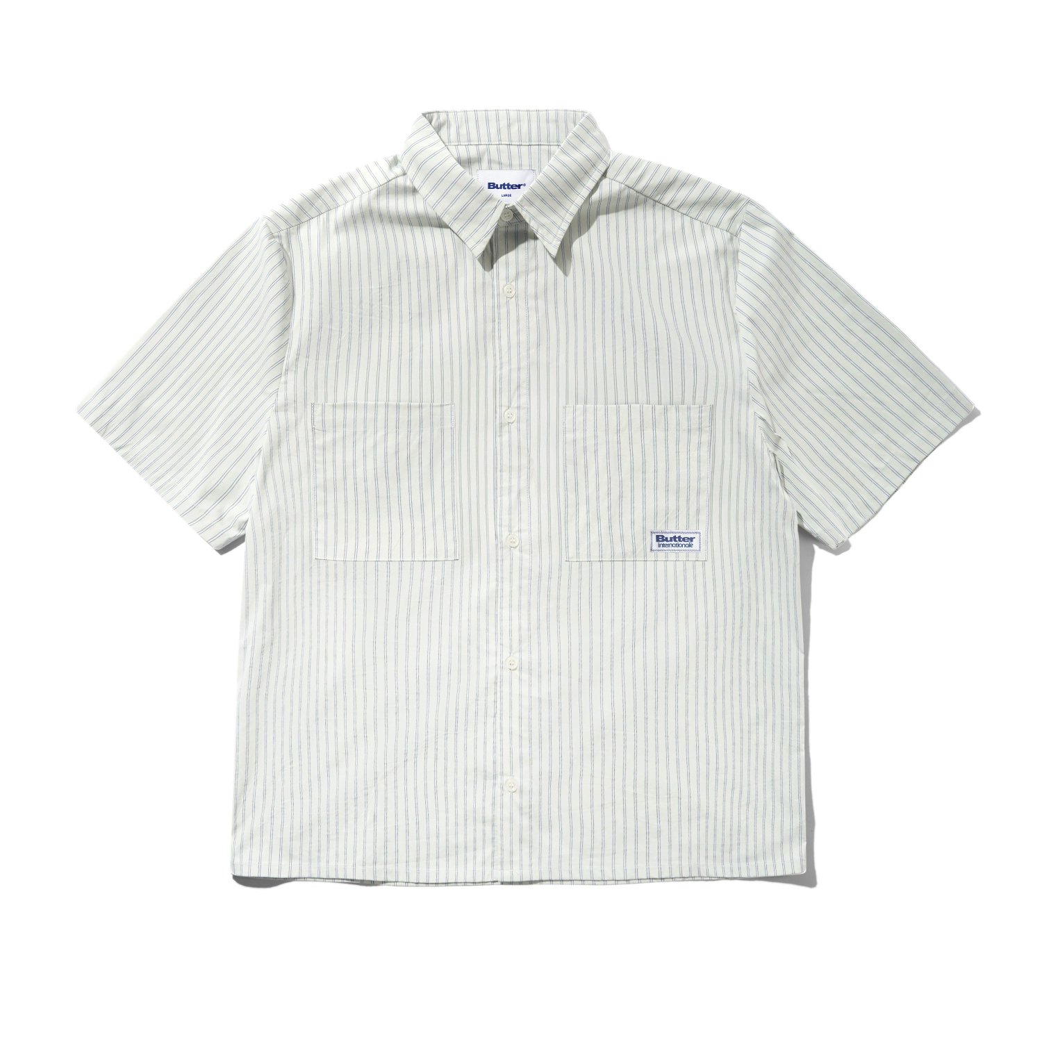 Vertical Stripe S/S Shirt chemises, manches courtes, rayées, en coton, à col boutonné