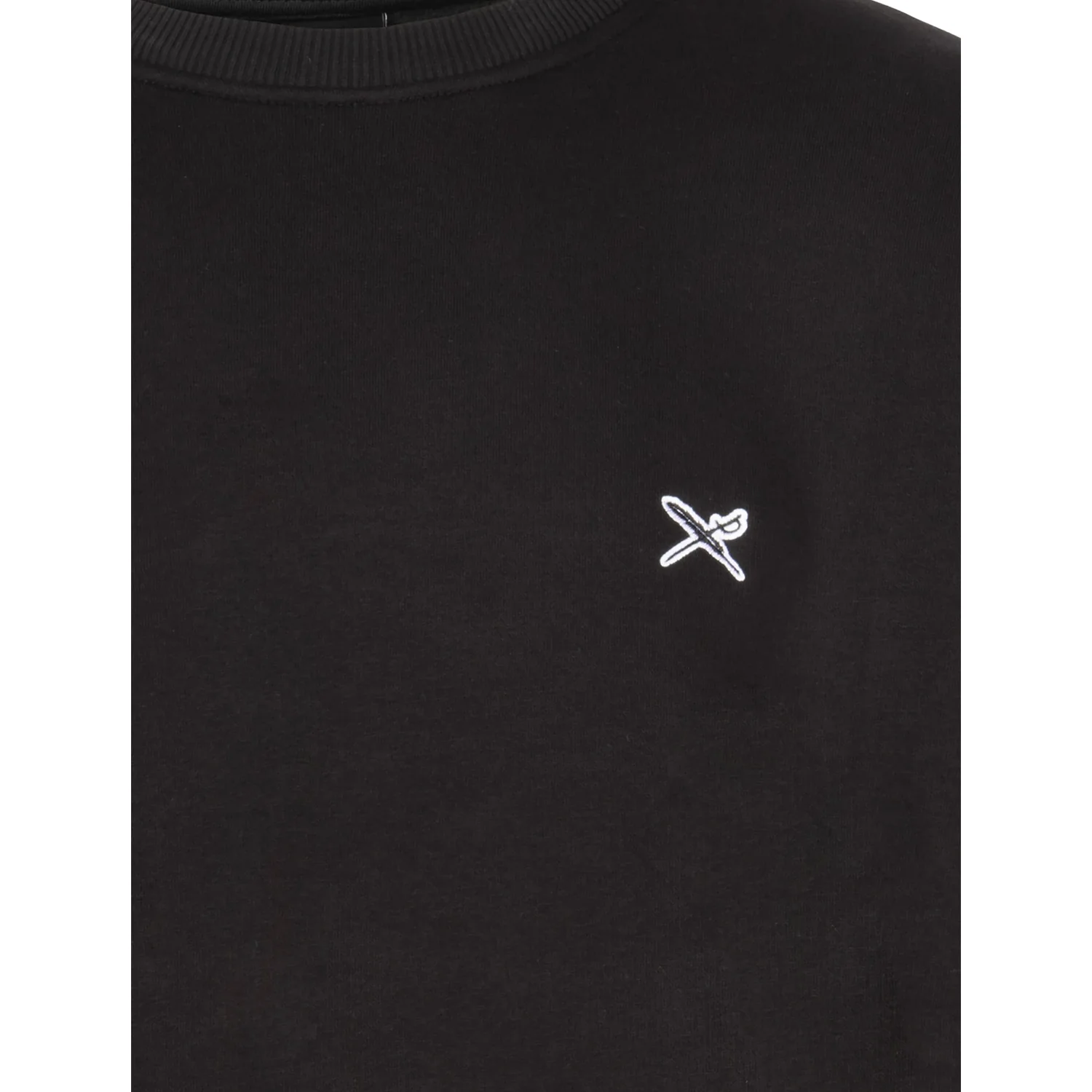 T-shirt noir, col rond, manches courtes, logo brodé