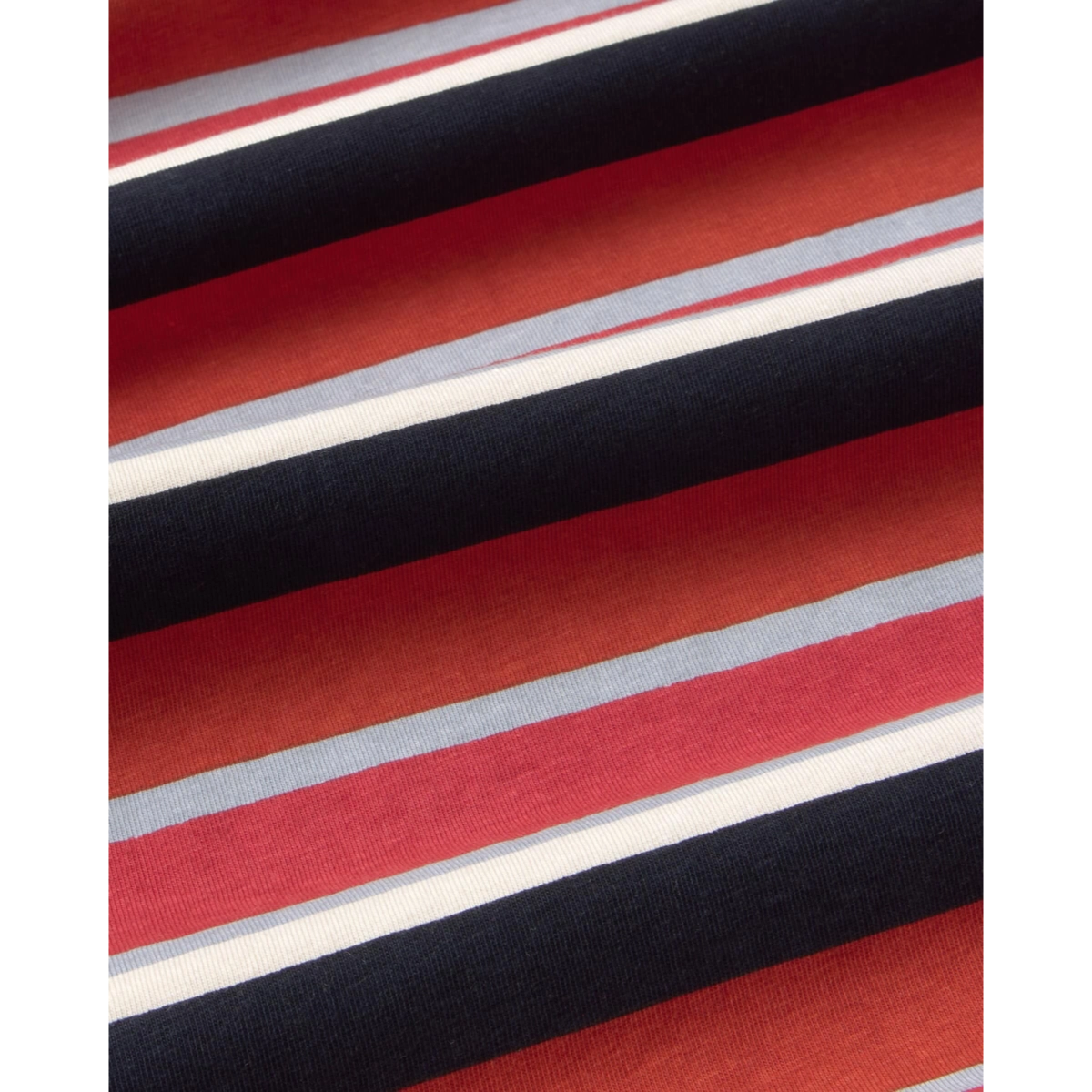 Lena Tee Streifen, Hauptfarbe rot, Kleidung, Rippstrick, Strickstoff, Streifen, Stoff, Textilien, Roter Streifen, Streifenmuster