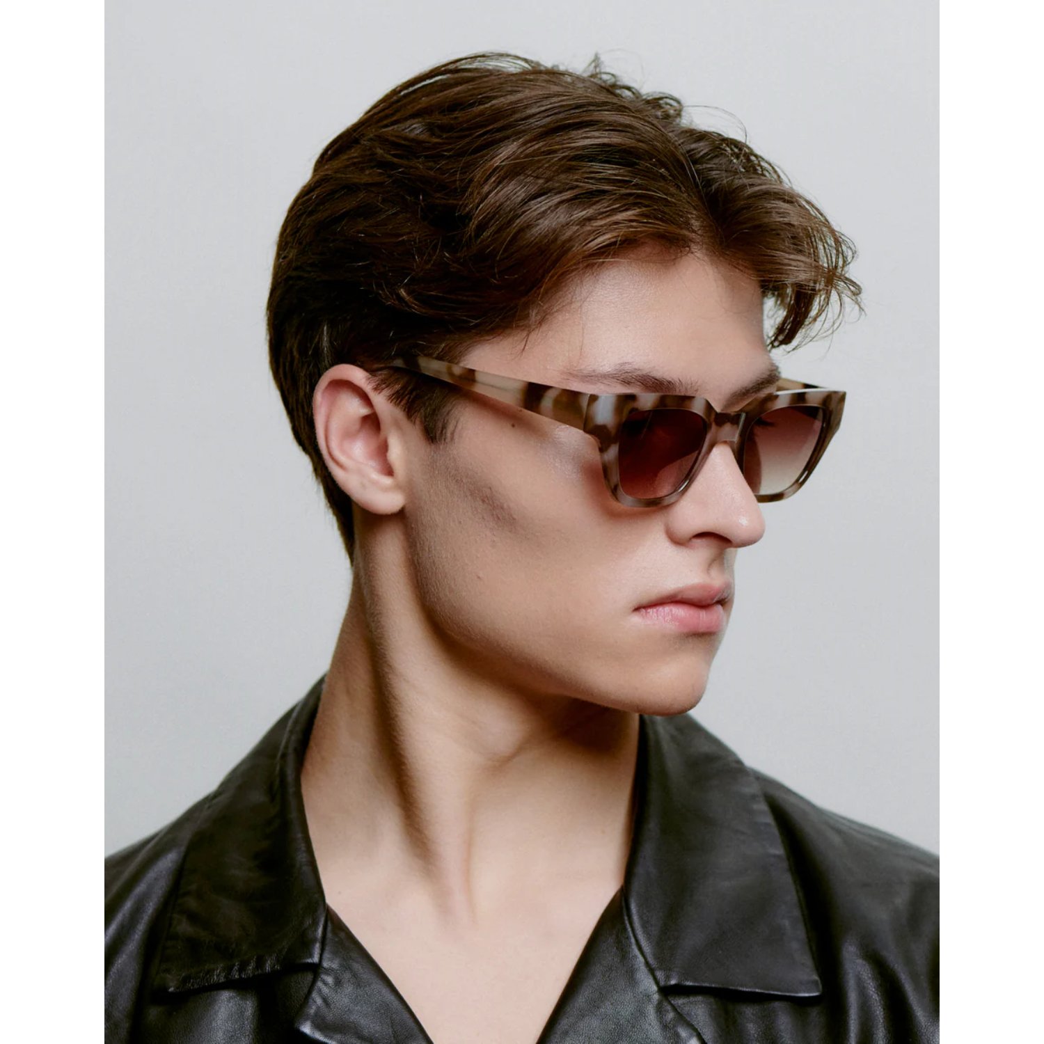 Lunettes de soleil, motif écaille, oversize, lunettes, simili cuir