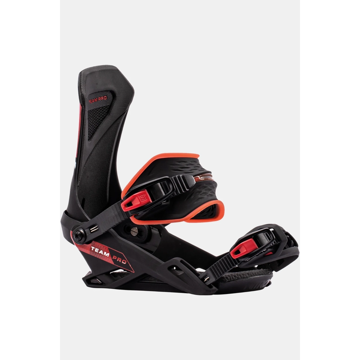 Team Pro Snowboard Bindings, Adjustable Straps, Rotf-Clamps, Fersenkappe, Fußbettpolster, Bindings, Snowboard-Bindung, Riemen, verstellbar, schwarz-rot
