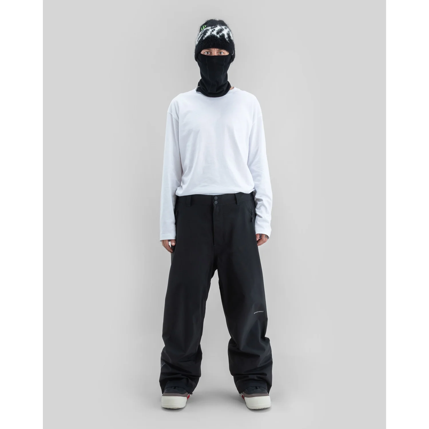 Omni Pants Snowboardhose, Schwarz, Weit geschnitten, Wintermütze, Gesichtsmaske