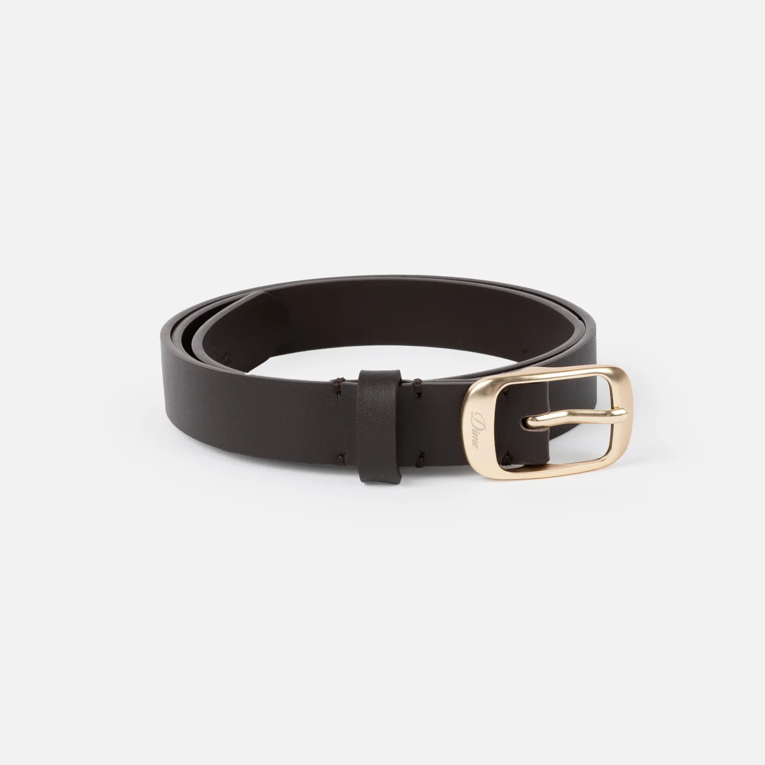 Dress Leather Belt Ceinture en cuir, marron foncé, boucle dorée, cuir lisse