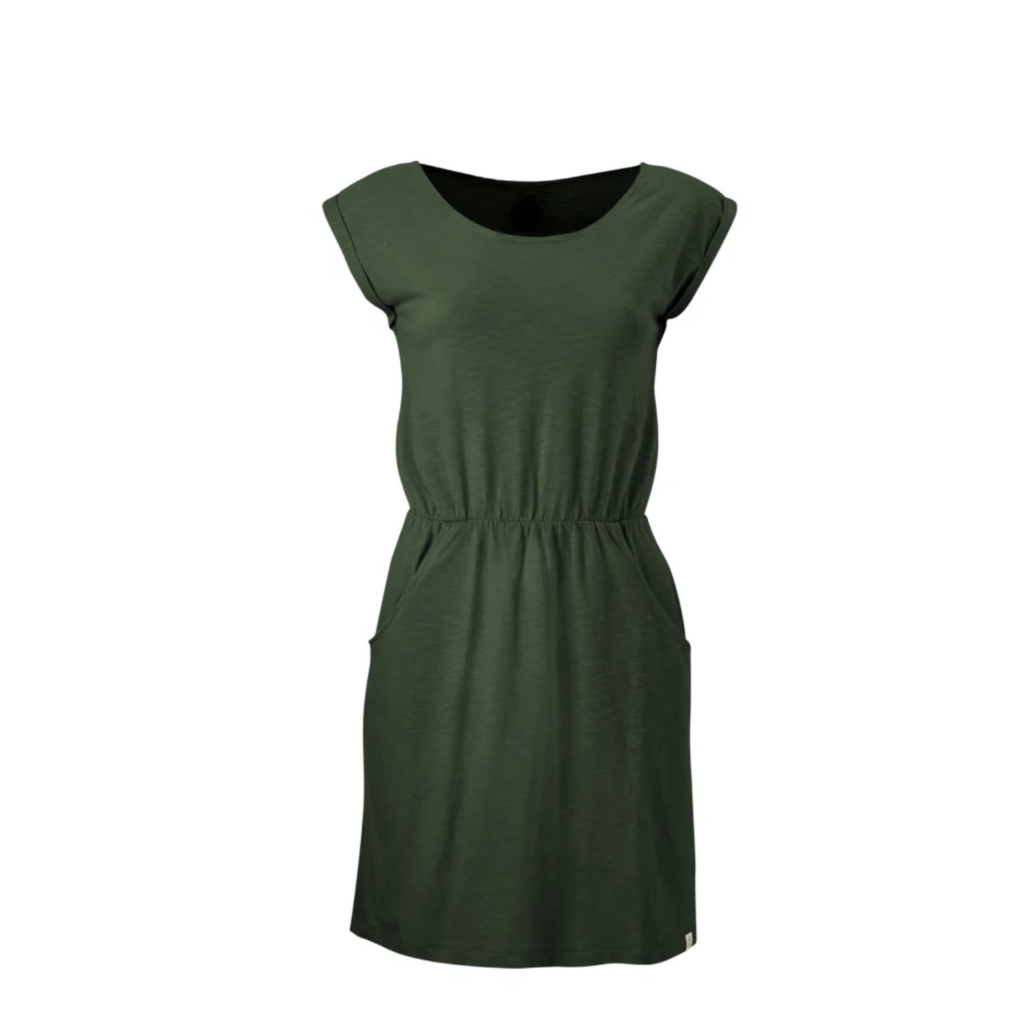 Basic Dress Robe, verte, manches courtes, avec une ceinture ?, ajustée à la taille ?