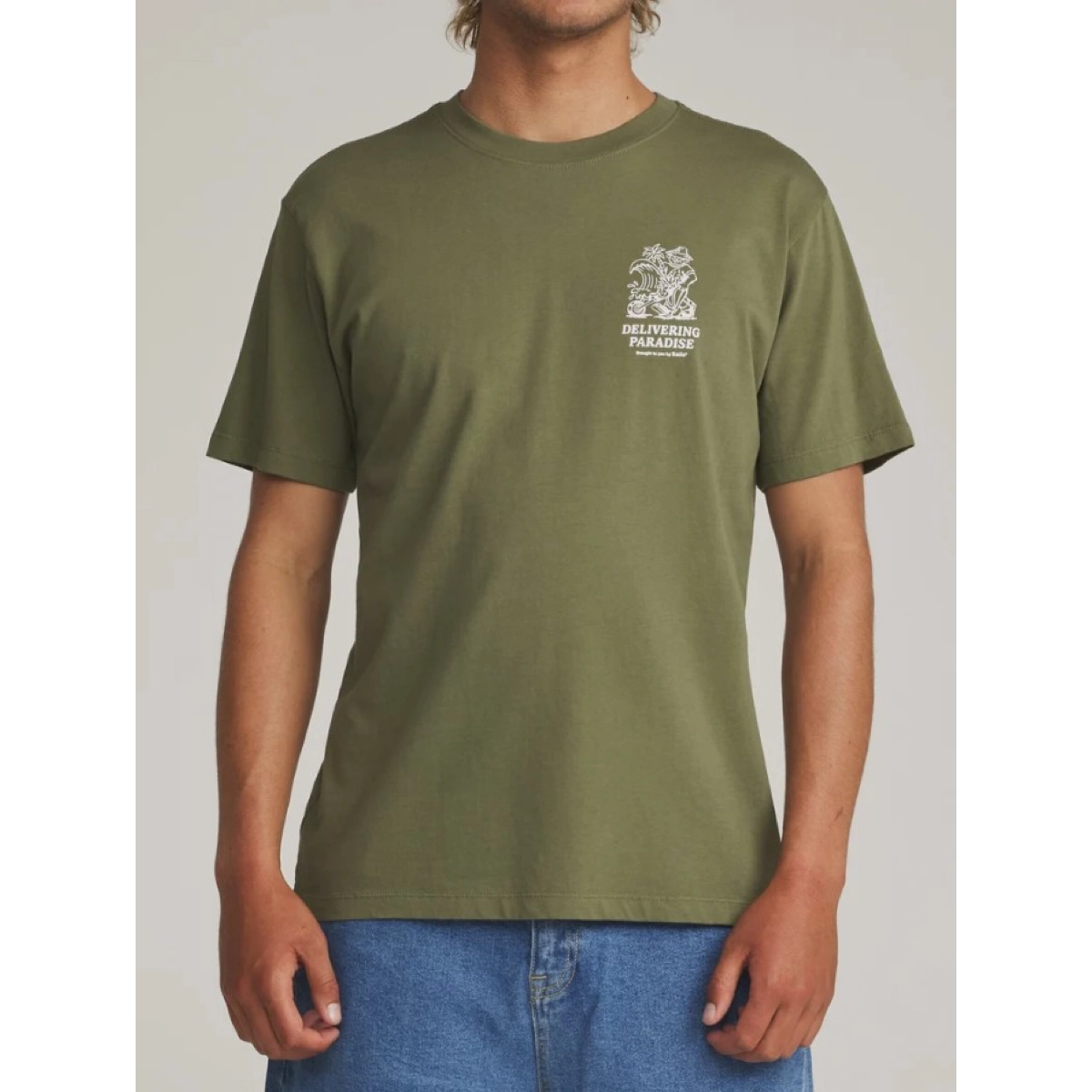 Garden Tee T-shirt, couleur olive, manches courtes, logo imprimé