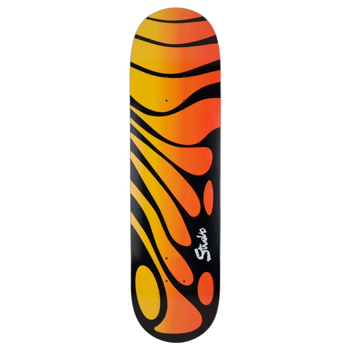 Longboard, planche, orange, noir, motif graphique