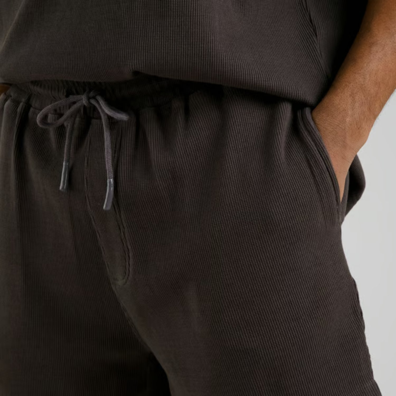 Bretelles, cordon de serrage, pantalon, velours côtelé, marron