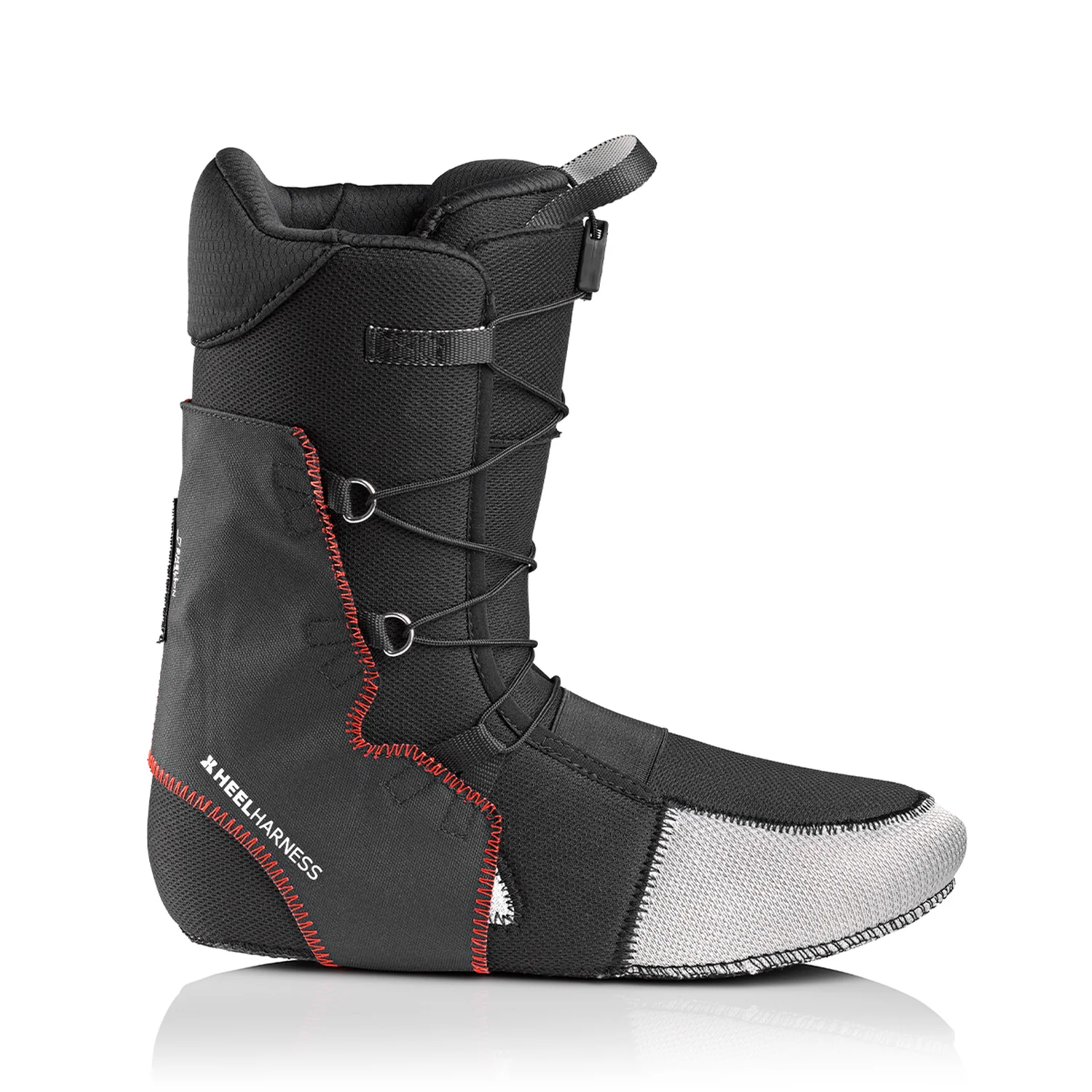 Snowboardboot, Schwarz, Schnürsystem, Verstärkte Zehenkappe, Rote Nähte