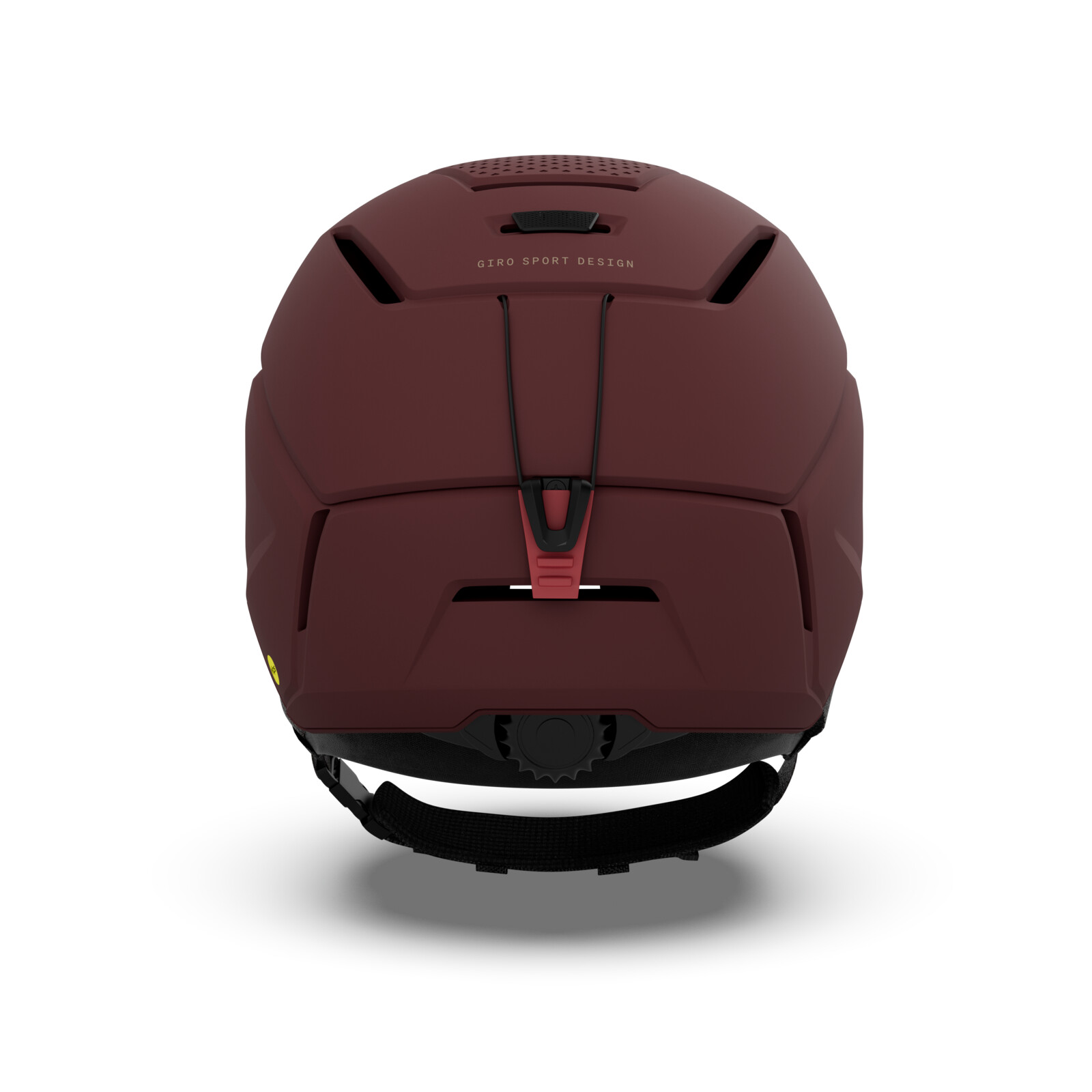 ski helmet, roter helm, einstellbarer gurt, belüftung, giro sport design