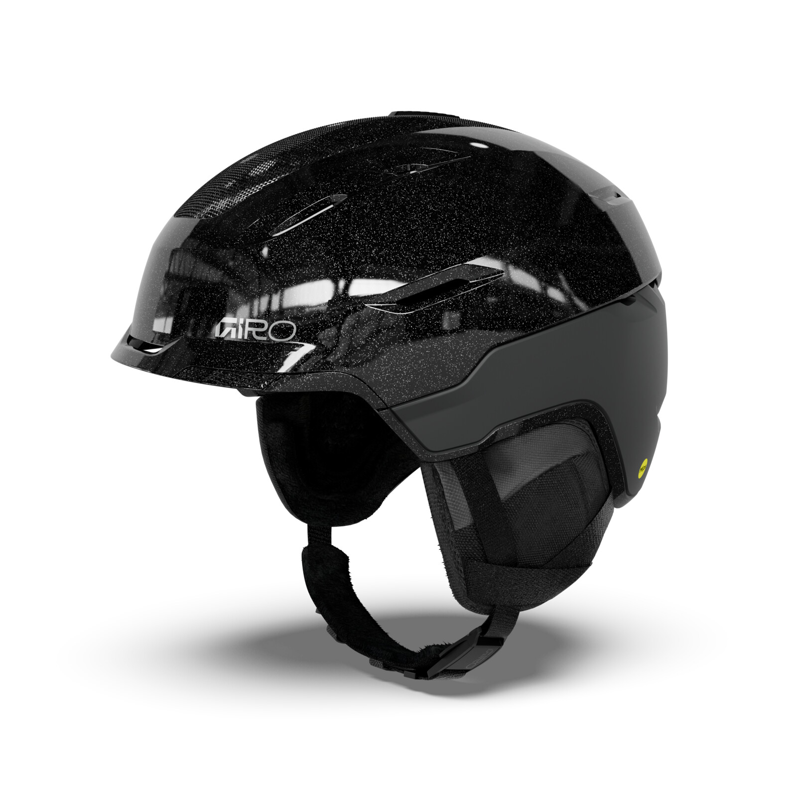 Tor Spherical Skisporthelm, Open-face Helm, Schwarz Glitzer, Kinnschutz, Einstellbarer Kinnriemen