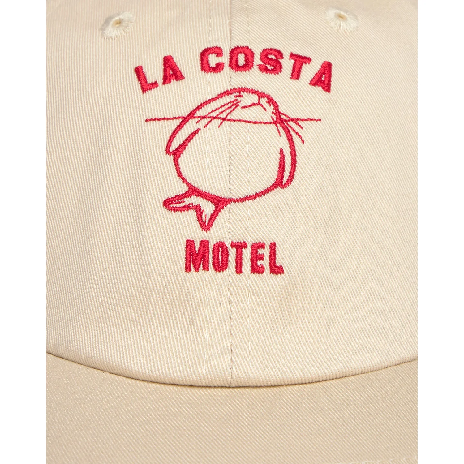 Casquette de baseball, beige, brodée, en coton, visière incurvée