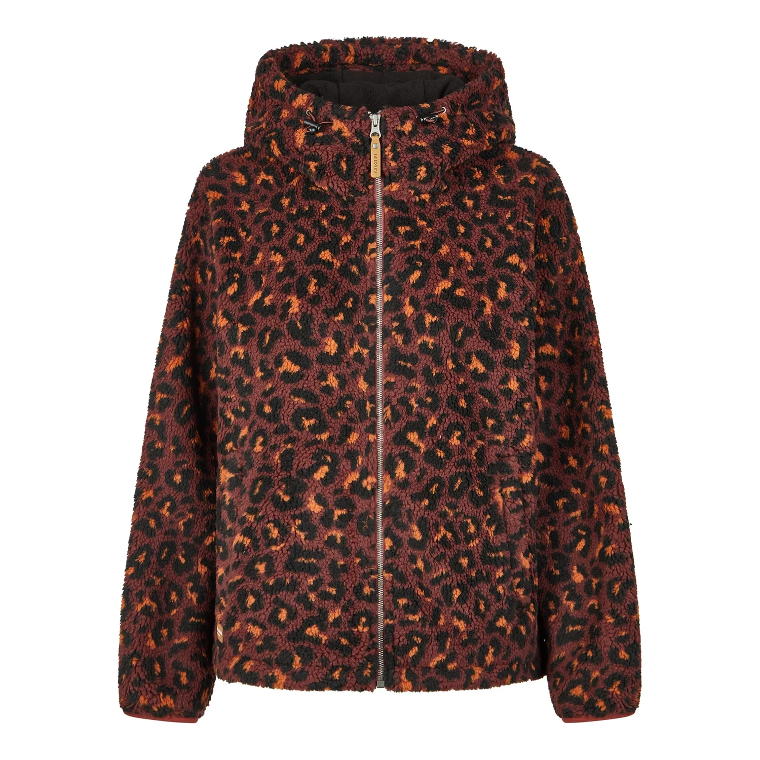 Pat Teddy Jacket Veste polaire, polaire « teddy », imprimé léopard, fermeture éclair, col montant