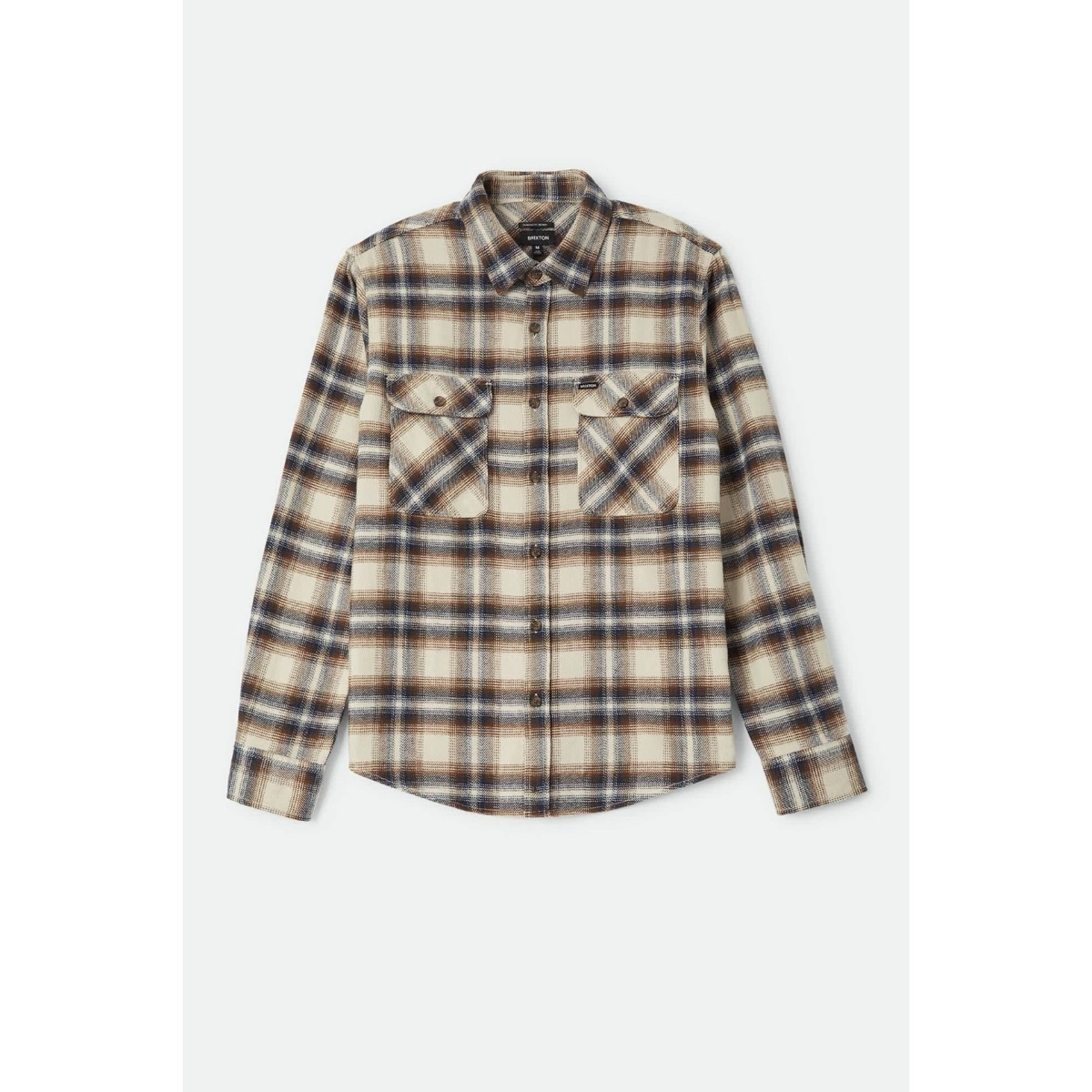 Bowery Flannel Flanellhemd, Checkered Shirt, Plaid, Langarmshirt, Knopfleiste, Flanellhemd, Plattformhemd, Karo, Beige, Knopfleiste