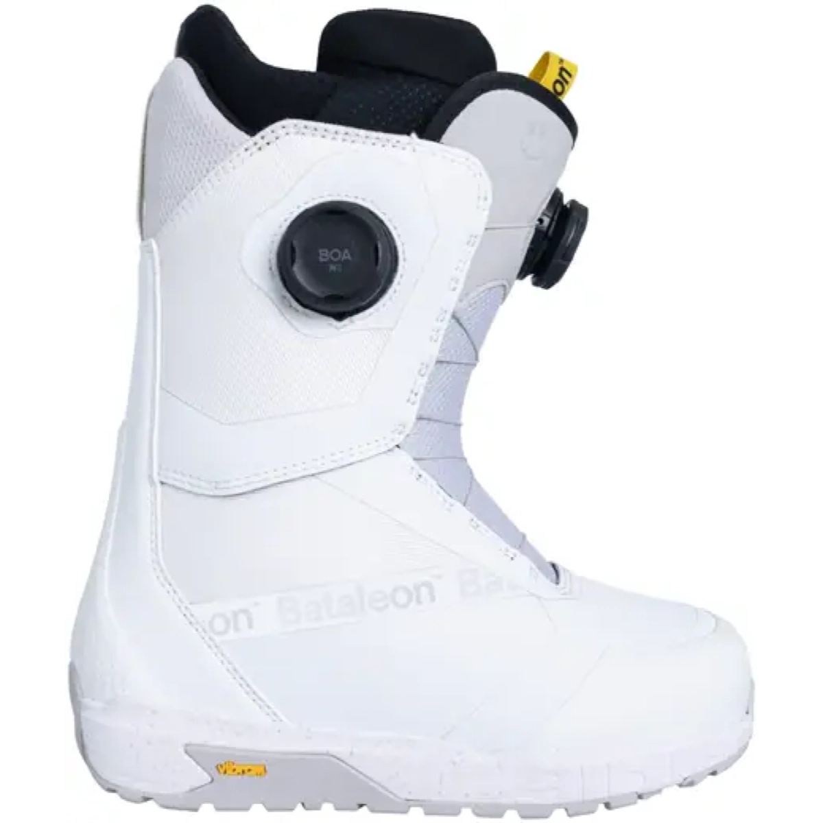 Schuh für Snowboard, weißer Stiefel, BOA-Drehknopf, Midcut, Vibram-Sohle