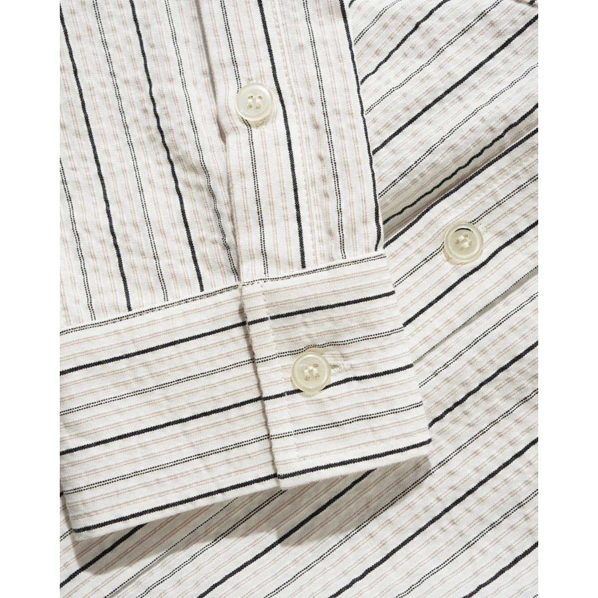 Karohemd, Streifen, Knopf, Kleine Muster, Lichtbeige, Linen shirt, Striped pattern, Button front, Weiß, schwarze Streifen, Langarm