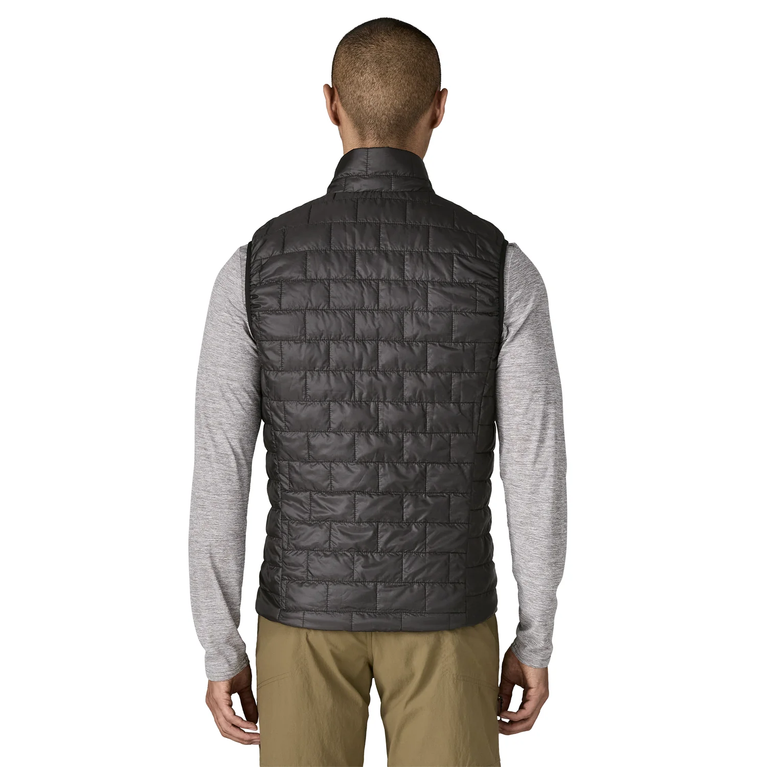 Gilet pour homme, gilet matelassé, sans manches, noir, col montant