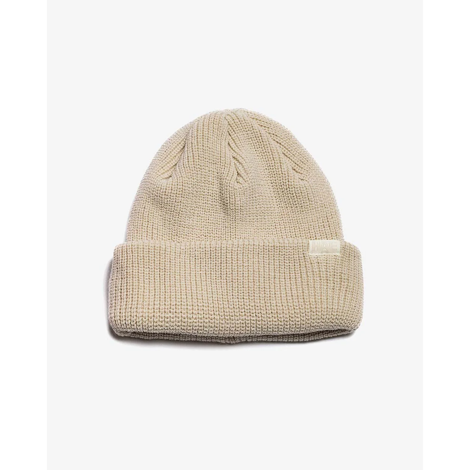 Navigator Beanie Bonnet en tricot, beige, bord rabattu, tricot côtelé, motif torsadé