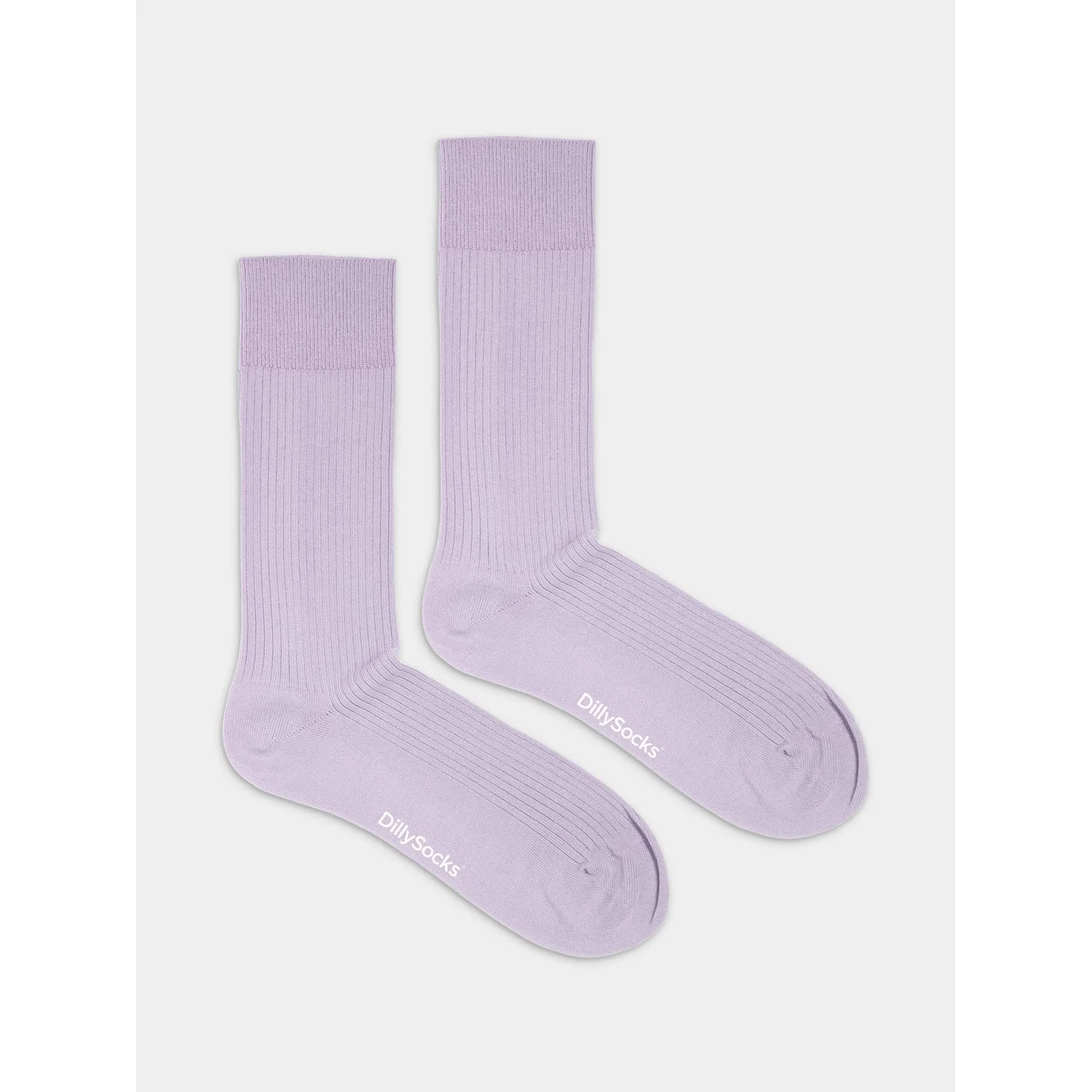 Chaussettes en tricot côtelé, couleur lilas, longueur cheville, bord-côte