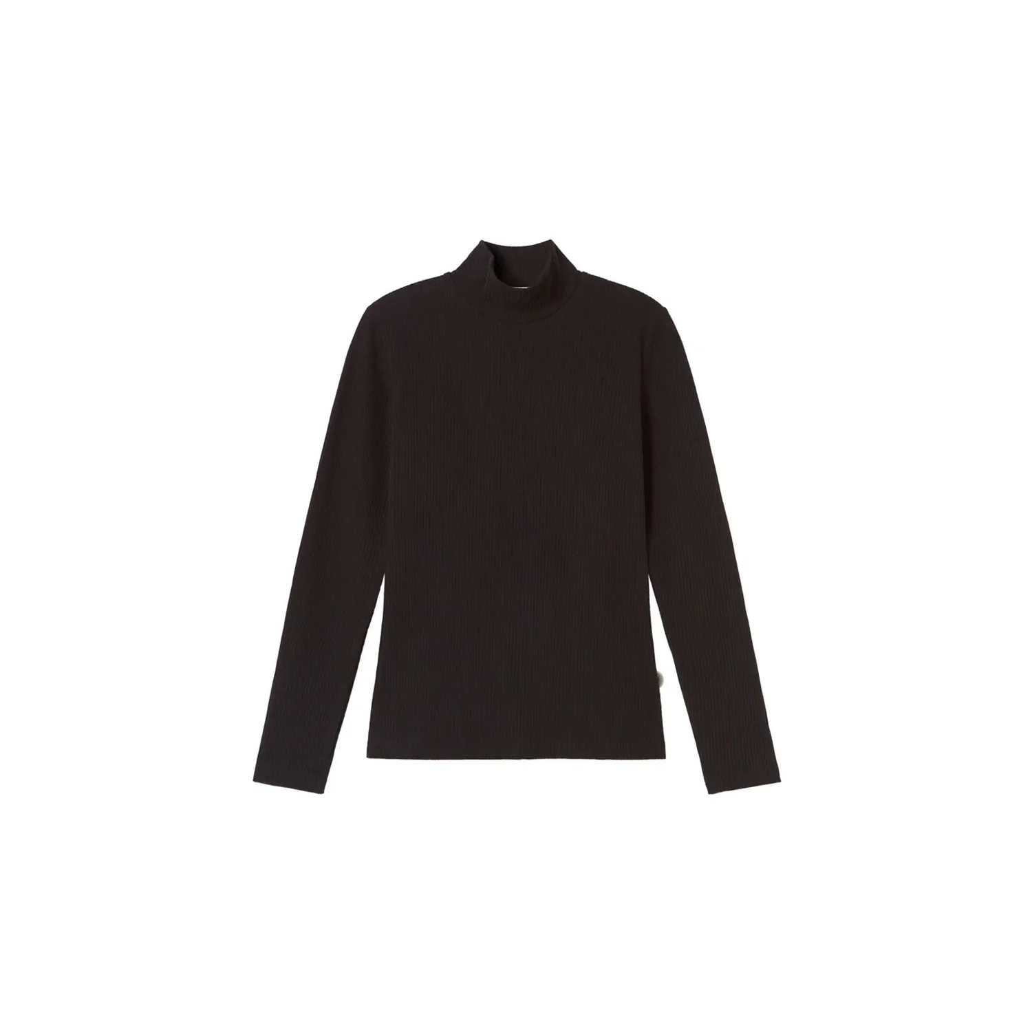 Pullover, Langarm, Stehkragen, Rippstrick, Dunkelbraun