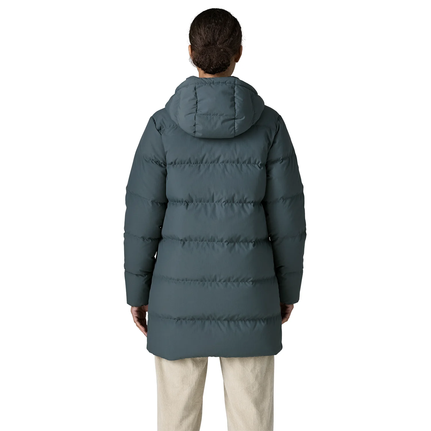 Manteau en duvet, capuche, motif matelassé, gris foncé, coupe longue