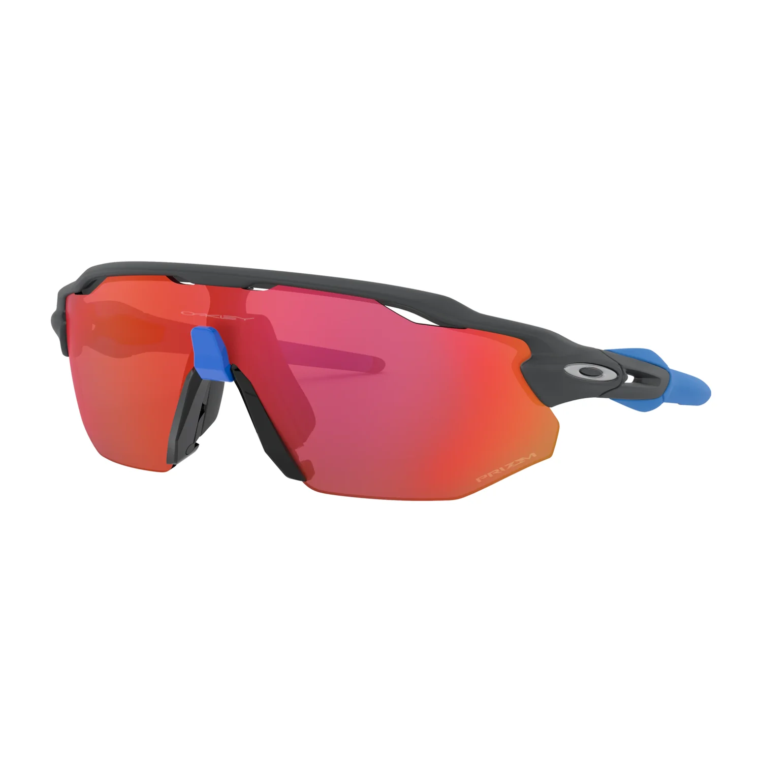 Radarevadr Mttcarbonprizmtorch Lunettes de sport, verres miroités, verres rouge-orange, monture noire, branches bleues