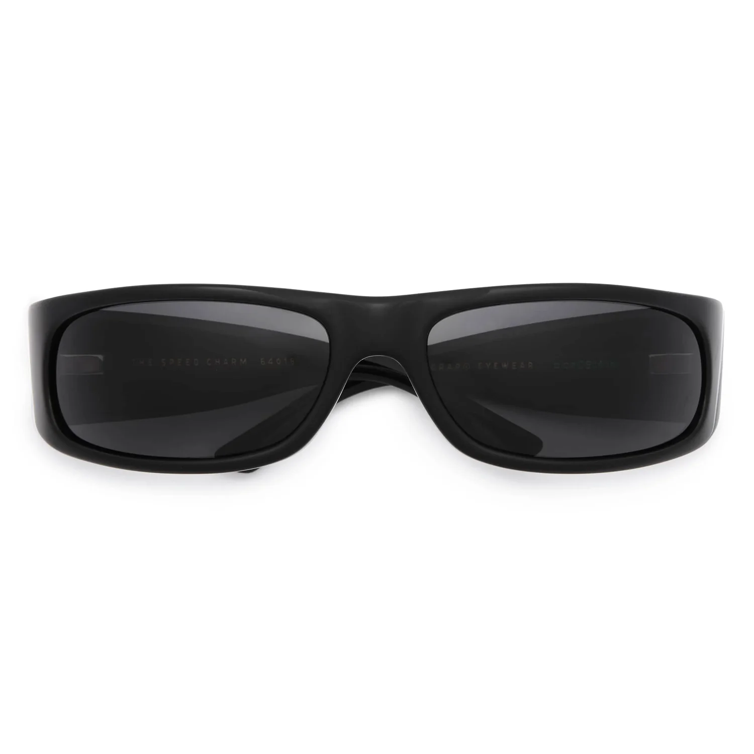 Sonnenbrille, schwarzer Rahmen, dunkle Gläser, rechteckige Gläser, Kunststoffrahmen