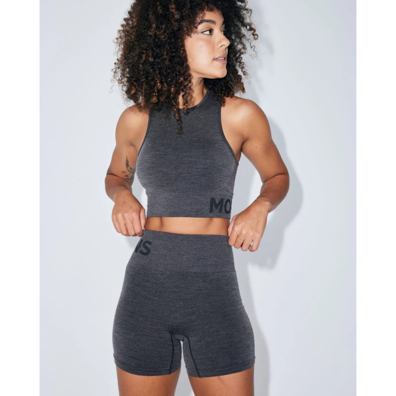 sport-bra, tank-top, cyclist-shorts, high-waist, gray-melange