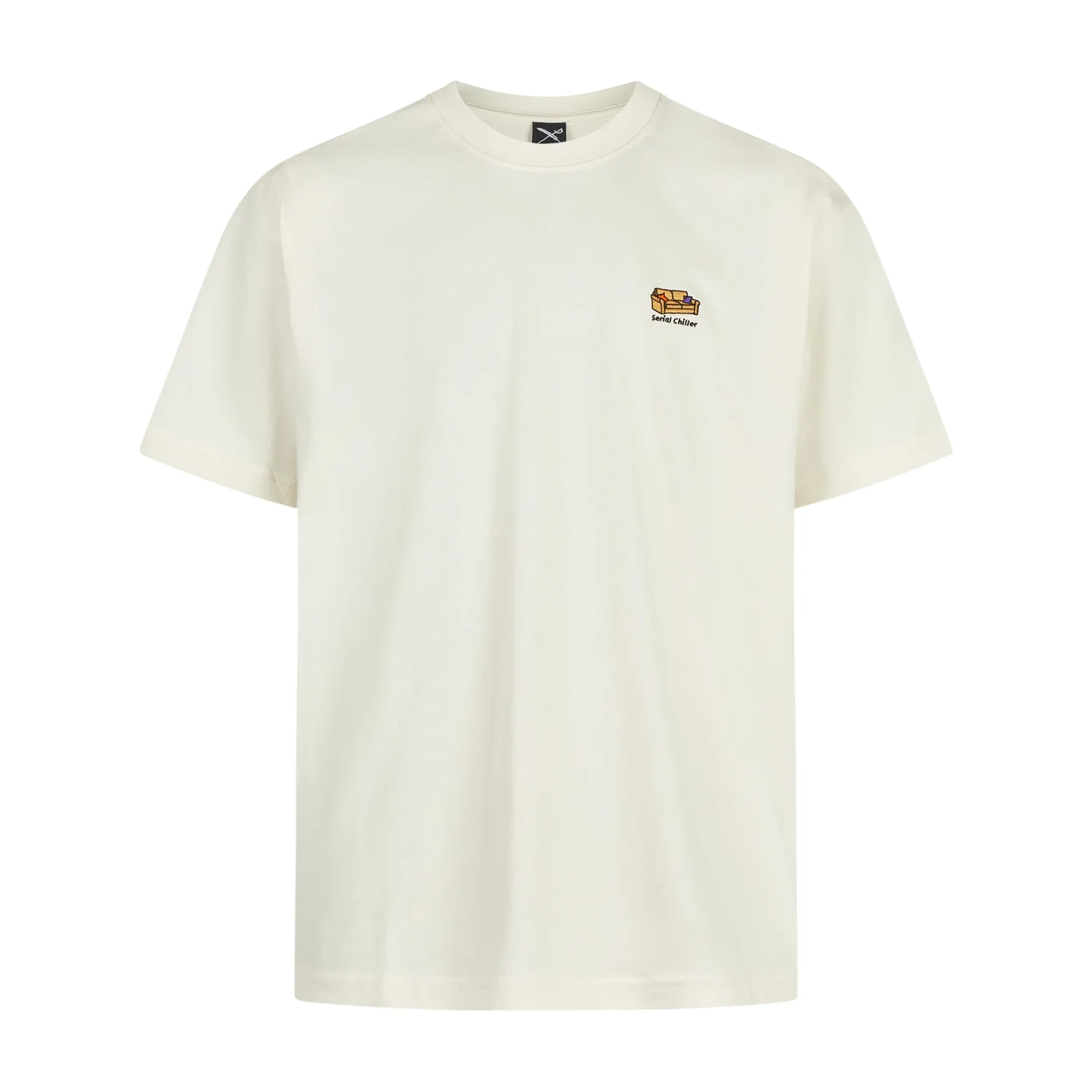 Serial Chiller T-Shirt T-shirt à manches courtes, col rond, blanc crème, broderie sur la poitrine