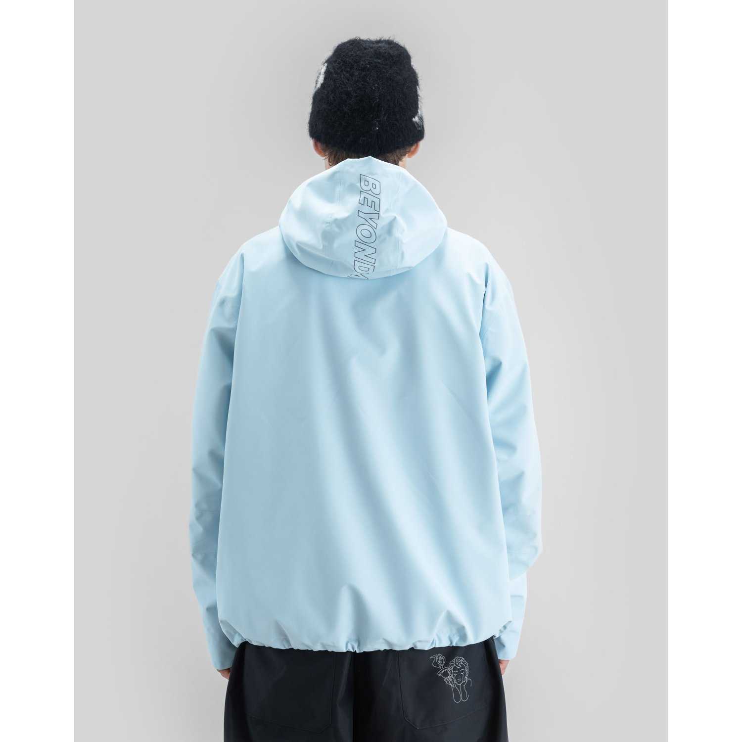 Park Jacket 2L veste bleu clair, veste à capuche, coupe-vent, vue de dos, ourlet élastiqué