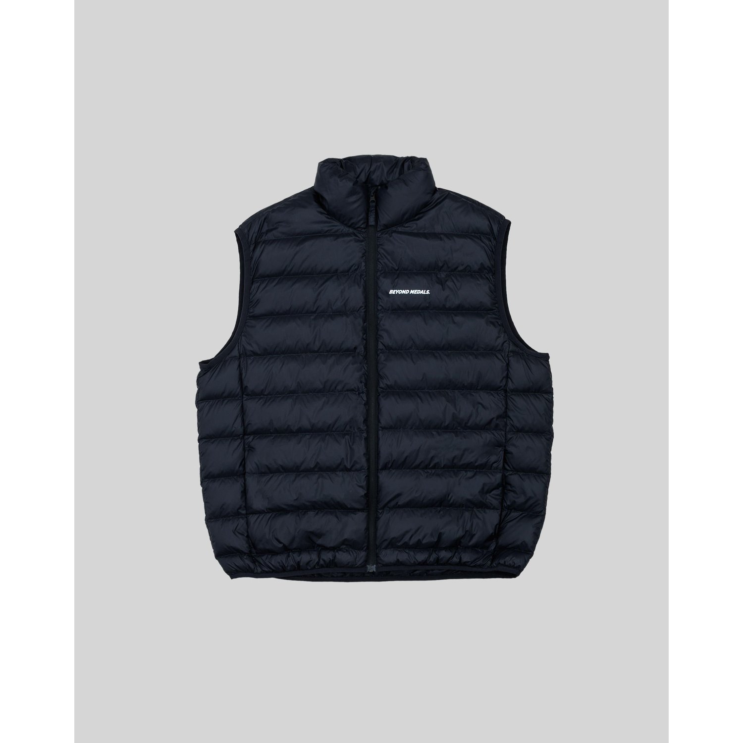 Gilet, doudoune, bleu foncé, fermeture éclair, motifs matelassés