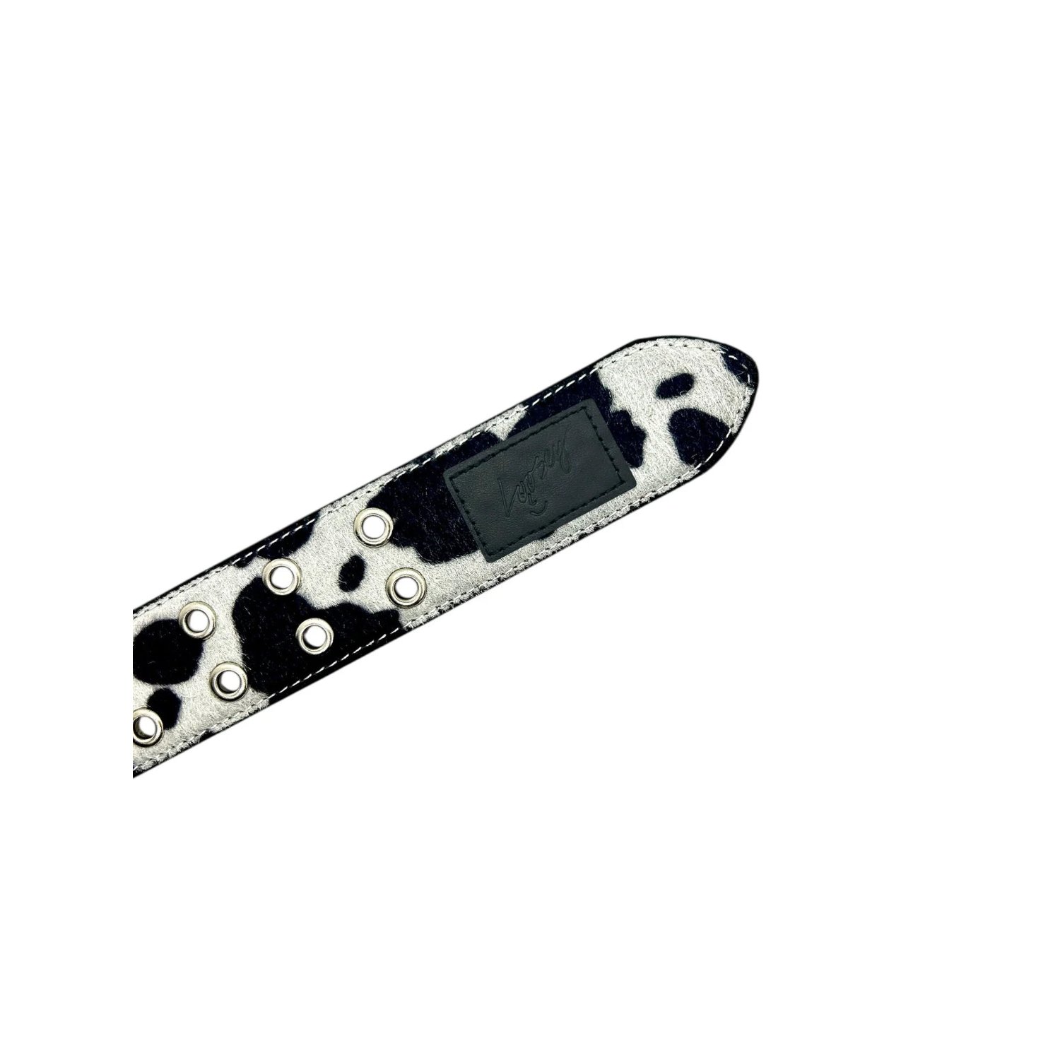 Motif léopard, sangle, œillets, lanières en cuir, fermeture à pression
