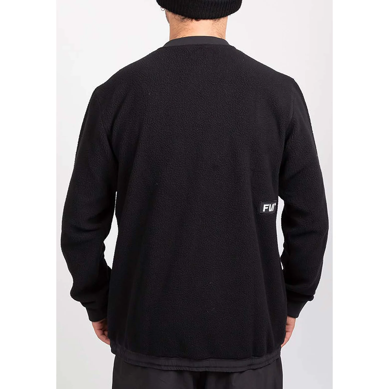 Herren-Fleecejacke, Schwarz, Fleece, Langarm, Stehkragen