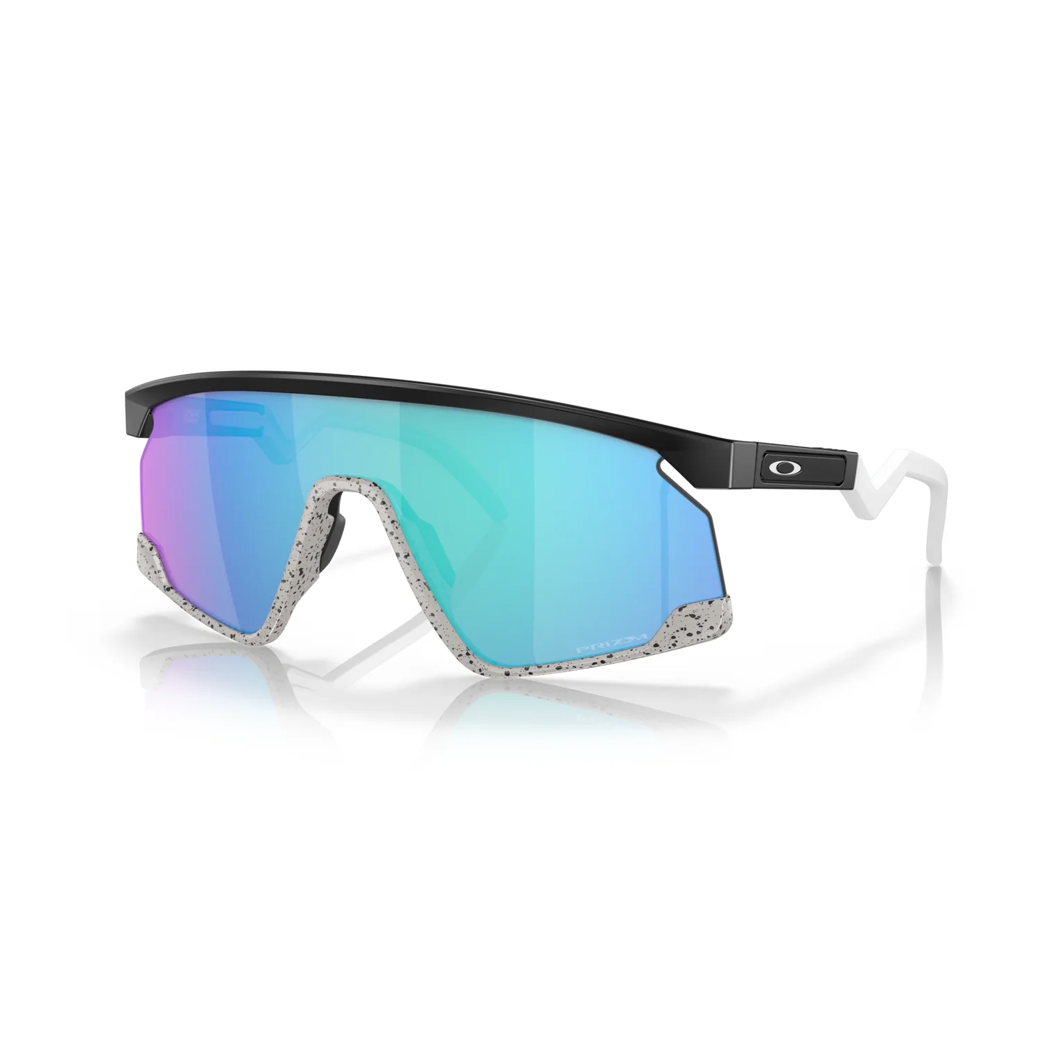 BXTR Lunettes de soleil de sport, verres miroités, verres bleu-turquoise, monture noire, pont nasal moucheté