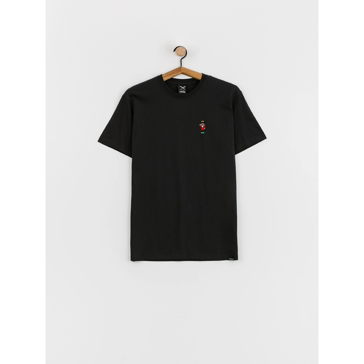 T-shirt à manches courtes, noir, petit écusson, coton