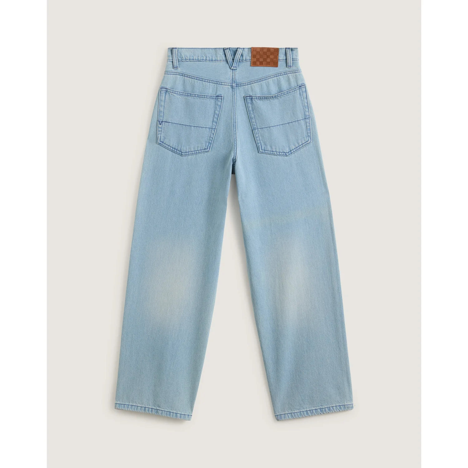 Jean, bleu clair, denim, coupe large, poches arrière