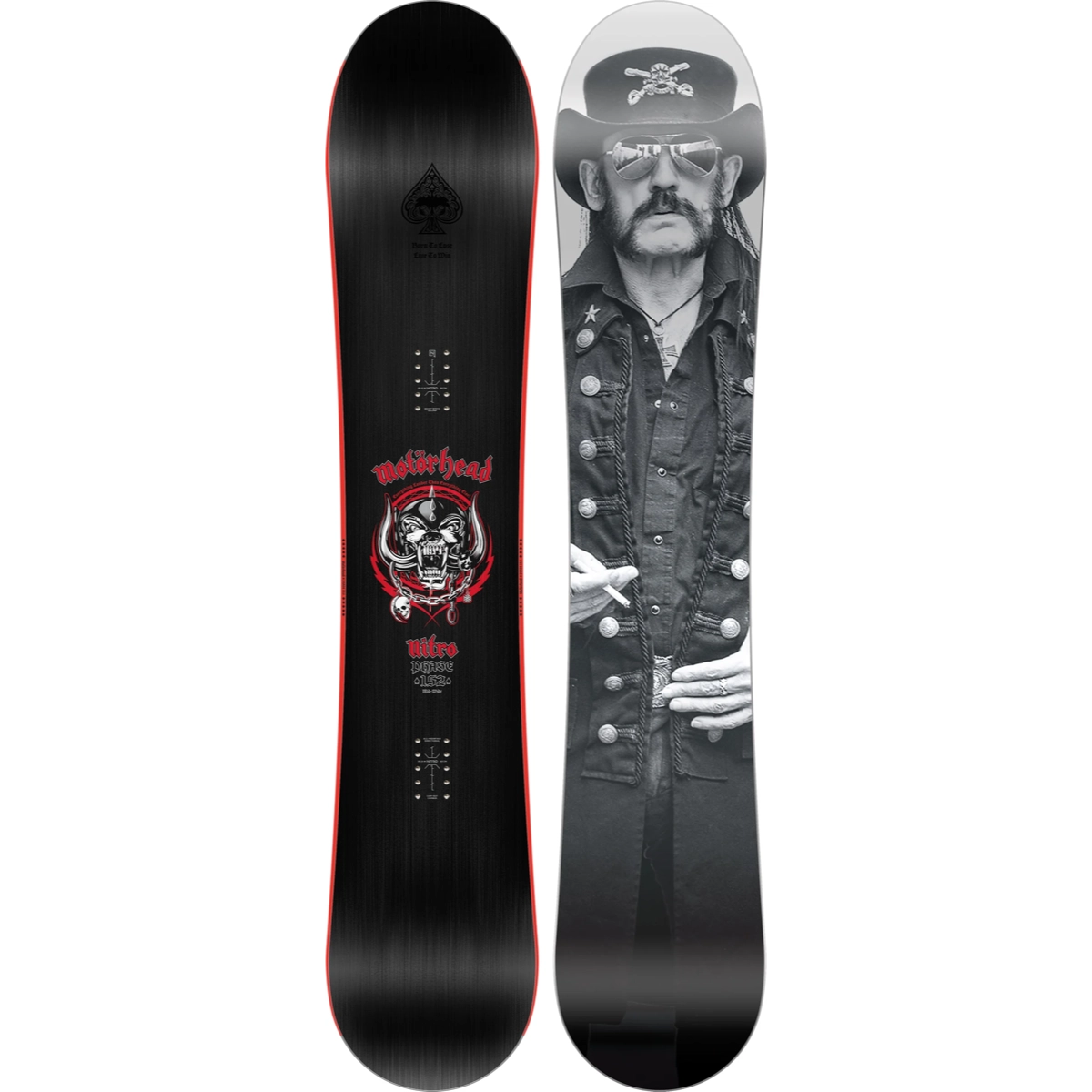 Phase X Motörhead Snowboard, motif graphique, Motorhead, noir, rouge, snowboard, noir, touches de rouge, Motorhead, motif graphique