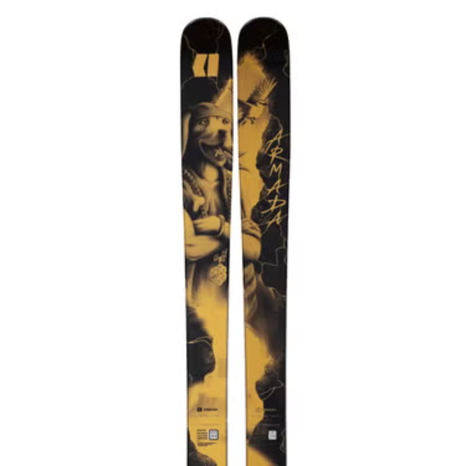 ski, skis, noir, orange, motif graphique